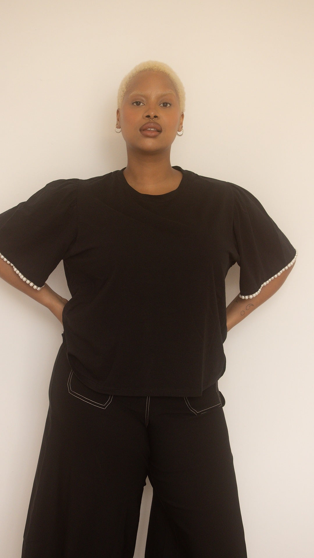 Black Canvas Pearl Top