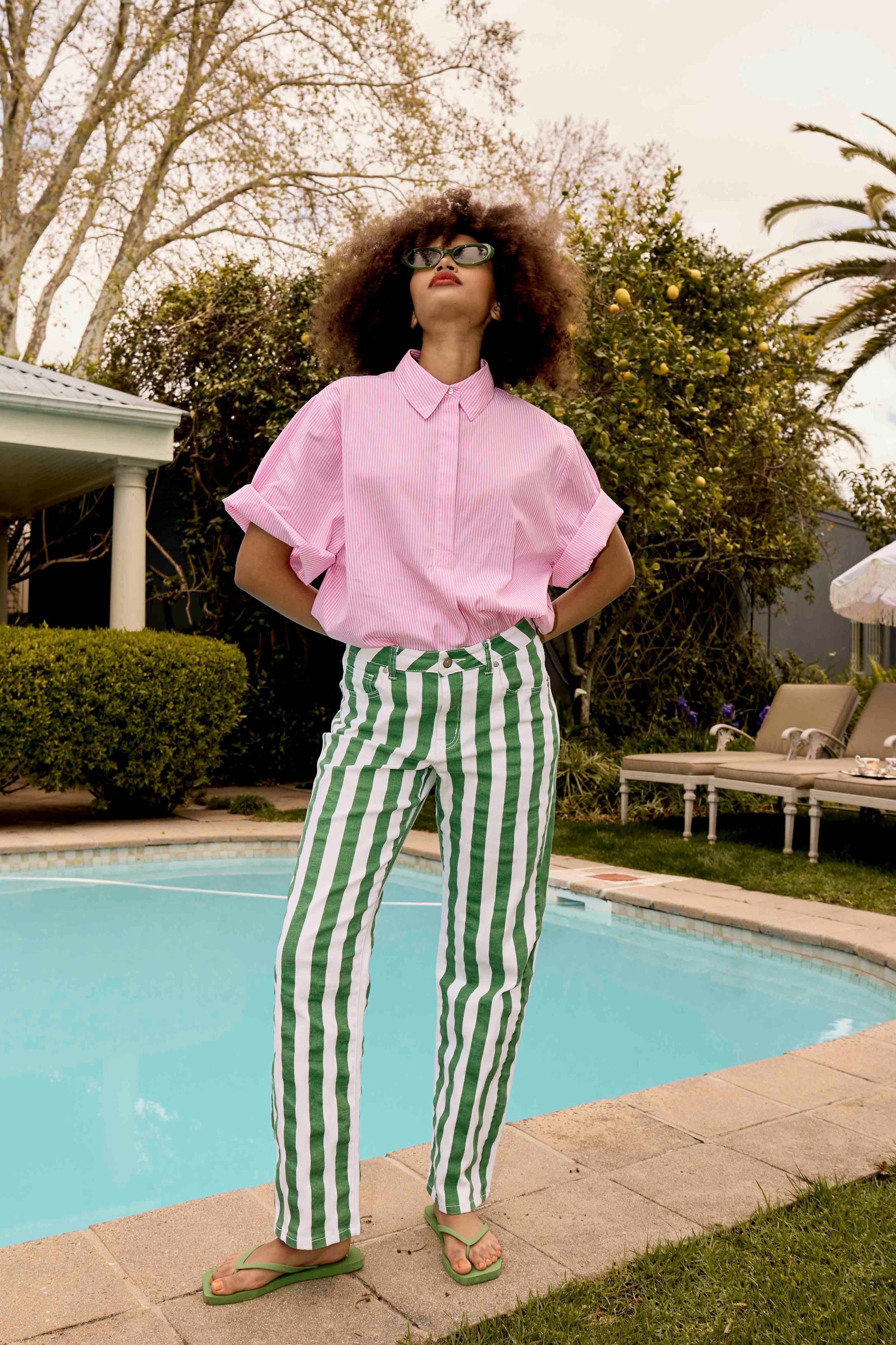 Mint Stripe Magic Jeans