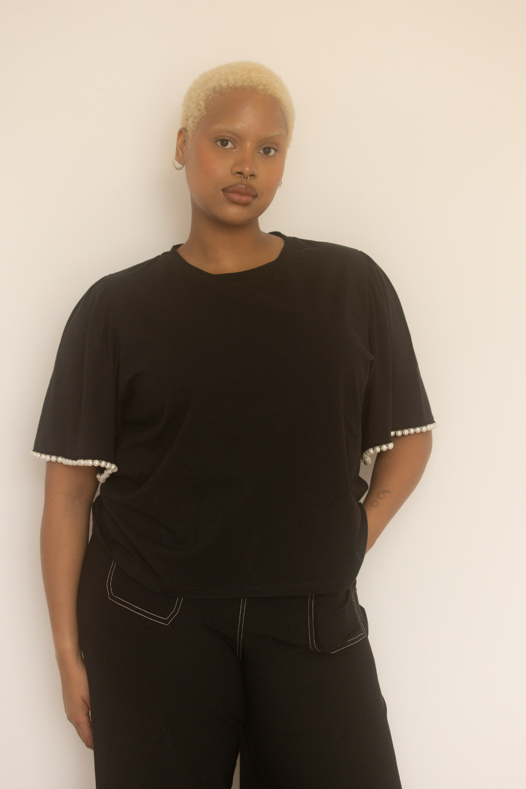 Black Canvas Pearl Top