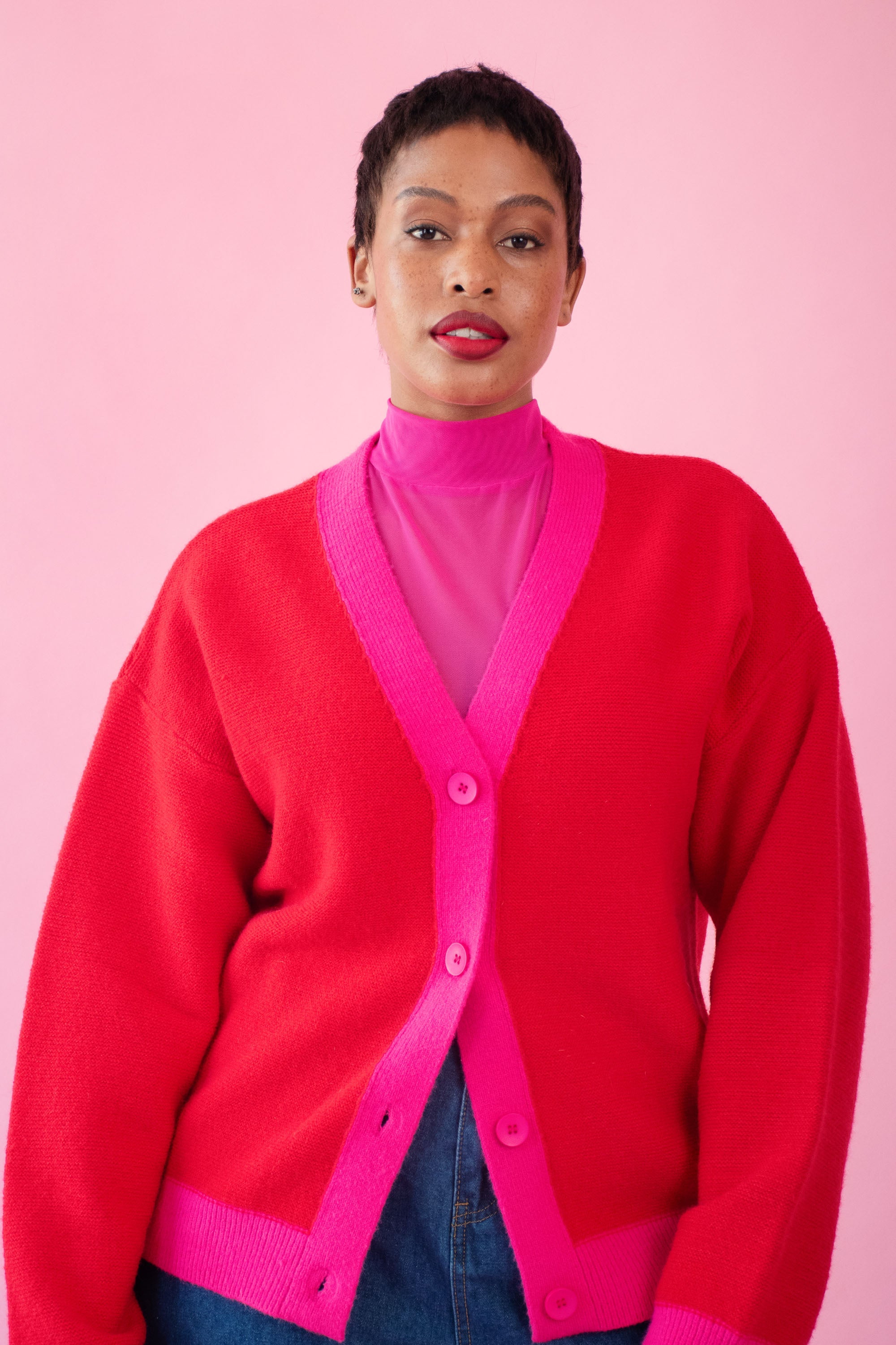 Sunburst Rib Contrast Cardi