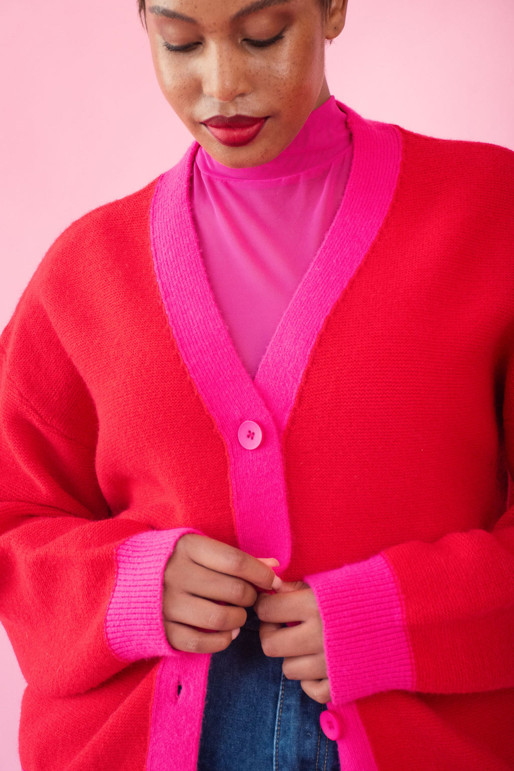 Sunburst Rib Contrast Cardi