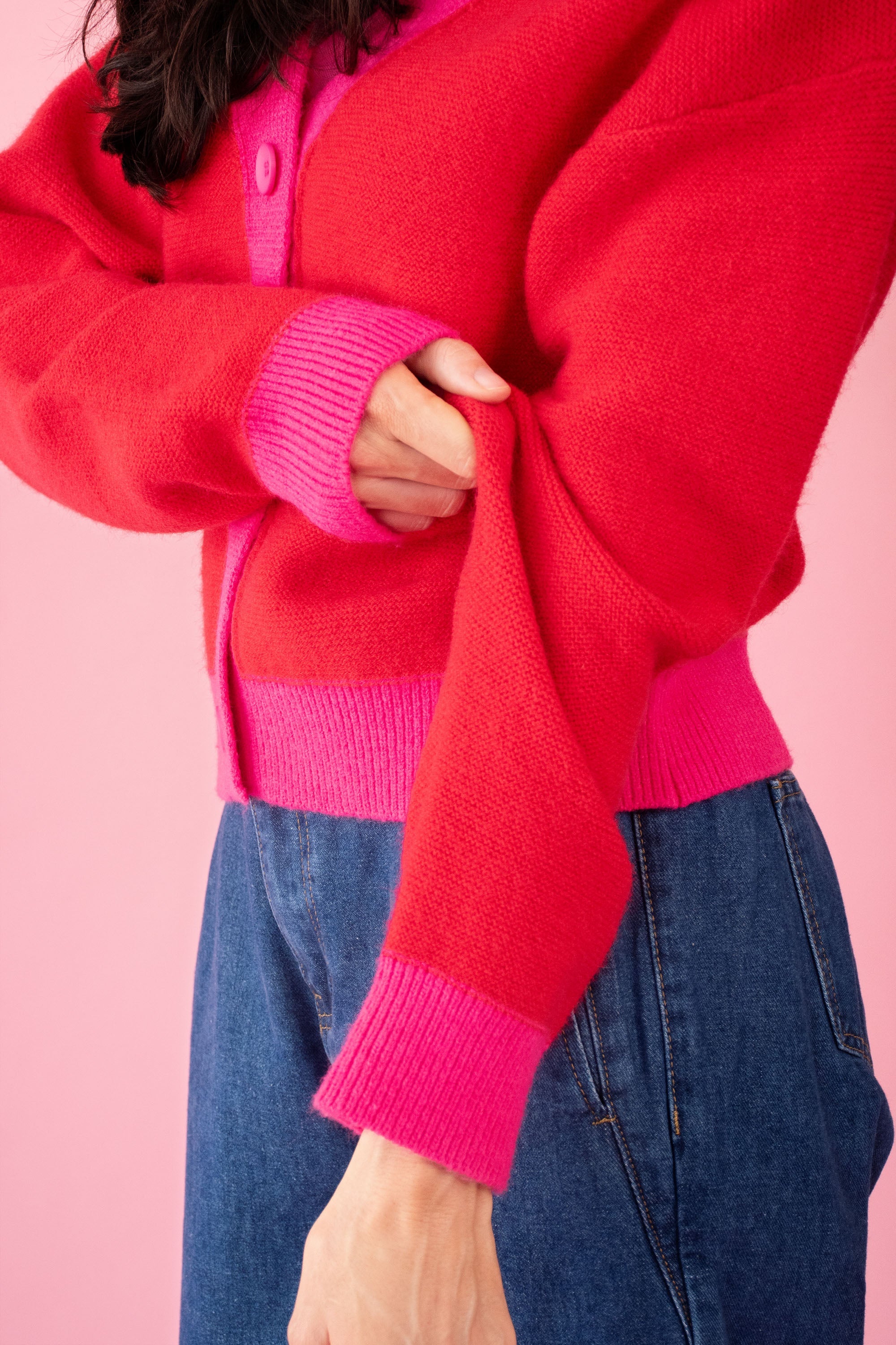 Sunburst Rib Contrast Cardi