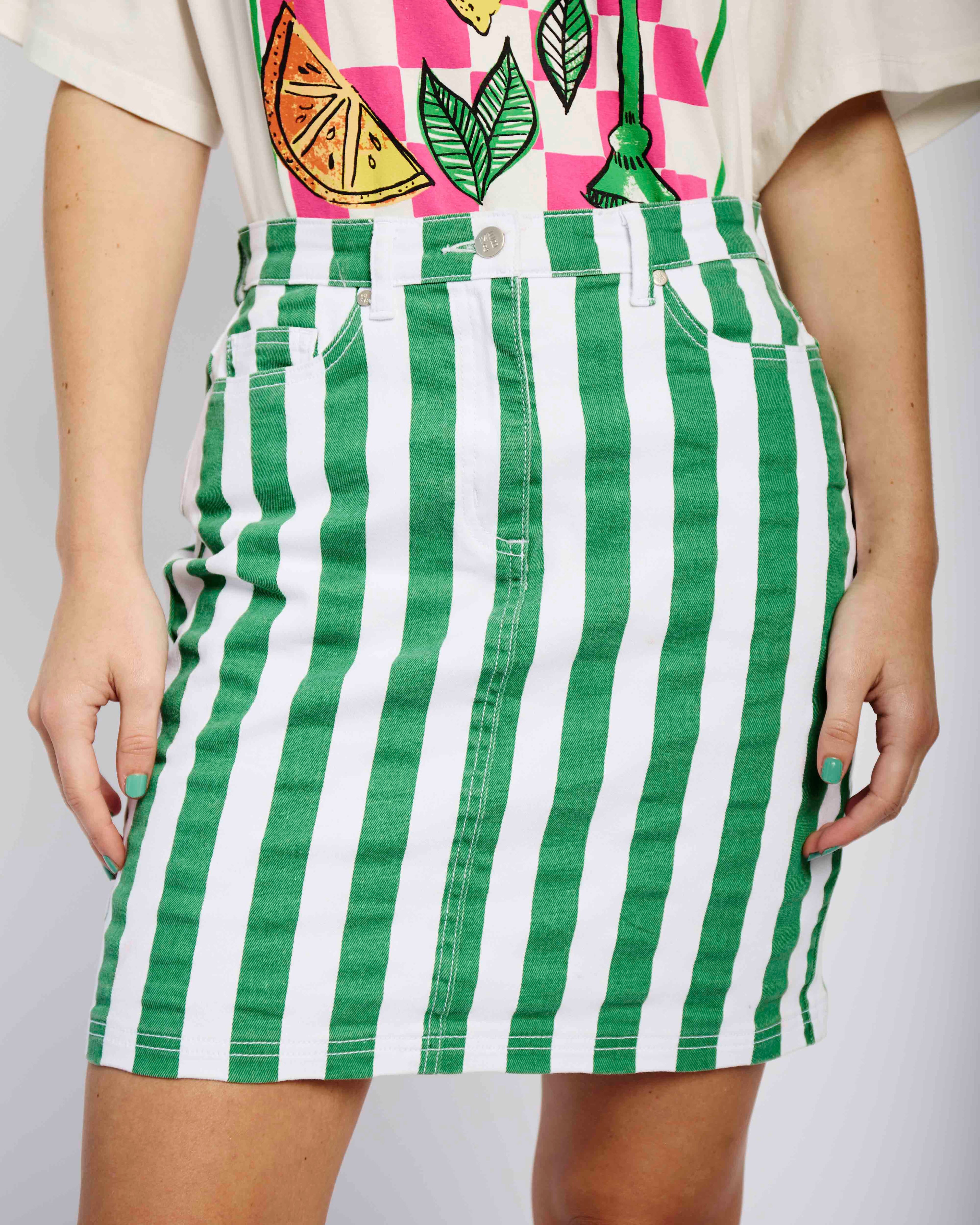 Fresh Stripe Stretch Skirt