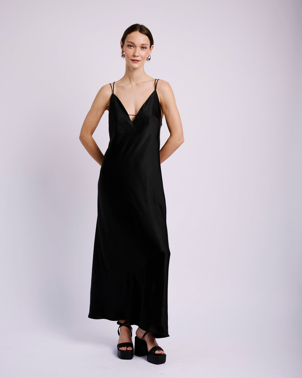 Satin X-Cord Maxi Dress
