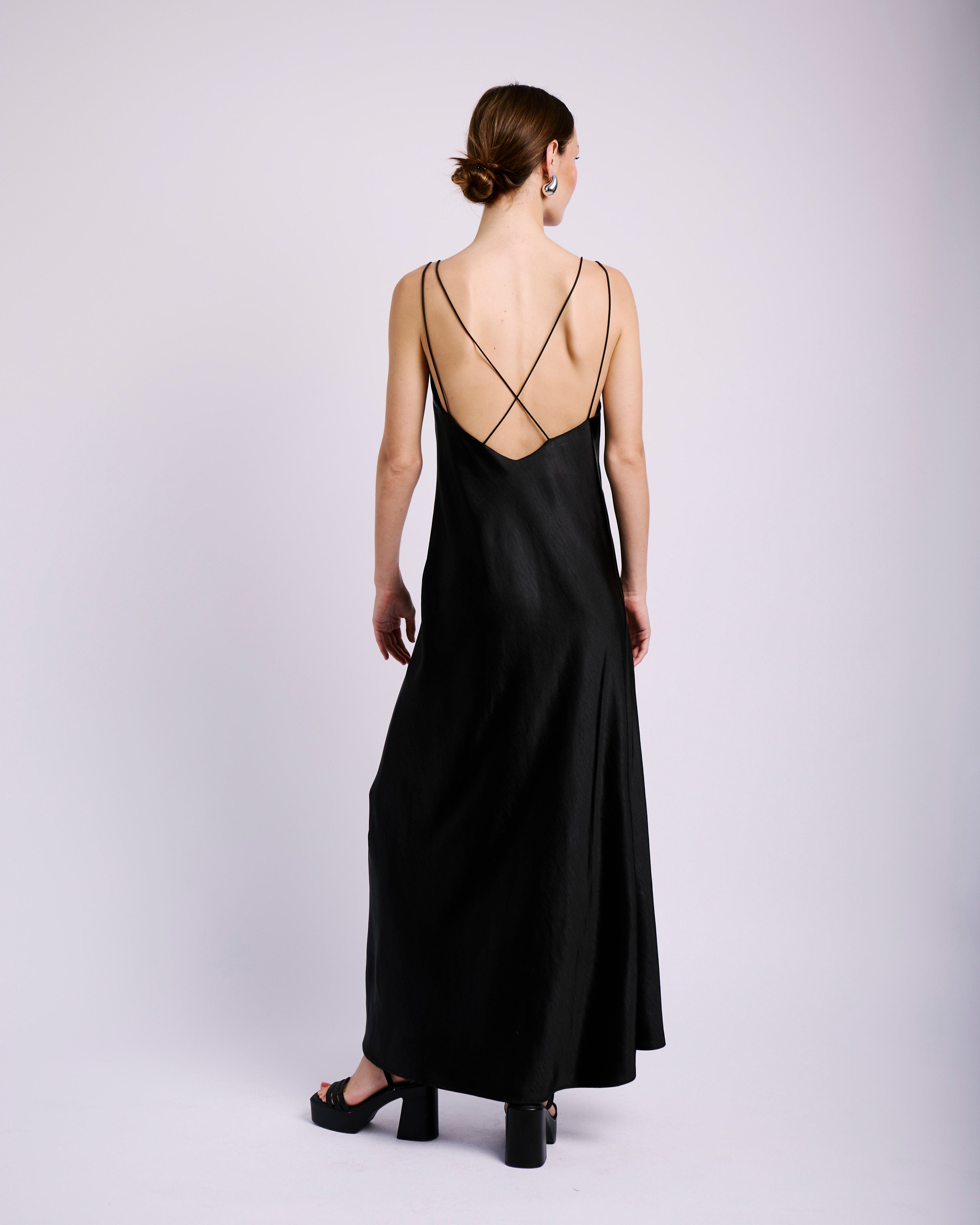 Satin X-Cord Maxi Dress