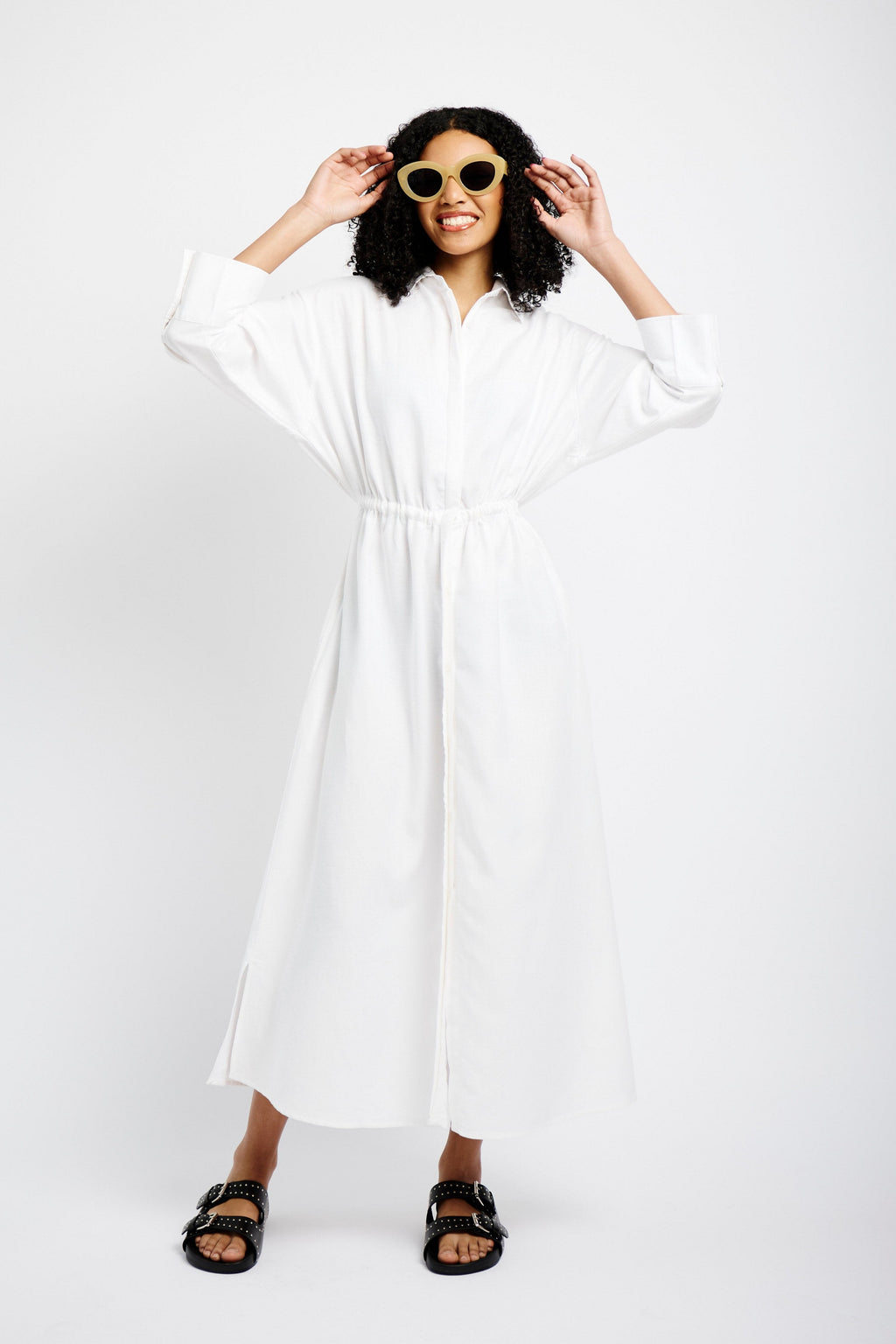Tunnel Tie Linen Dress