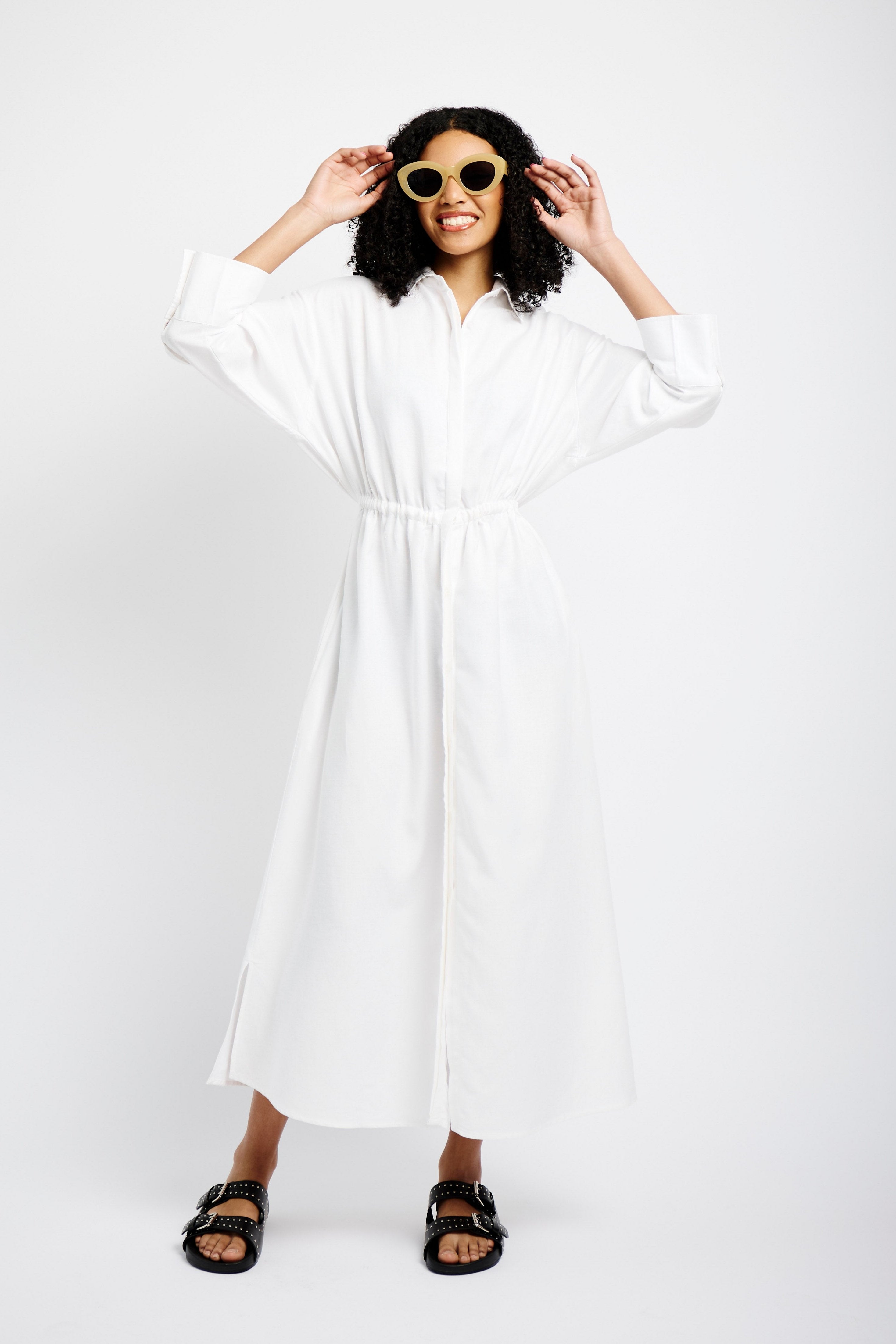 Tunnel Tie Linen Dress