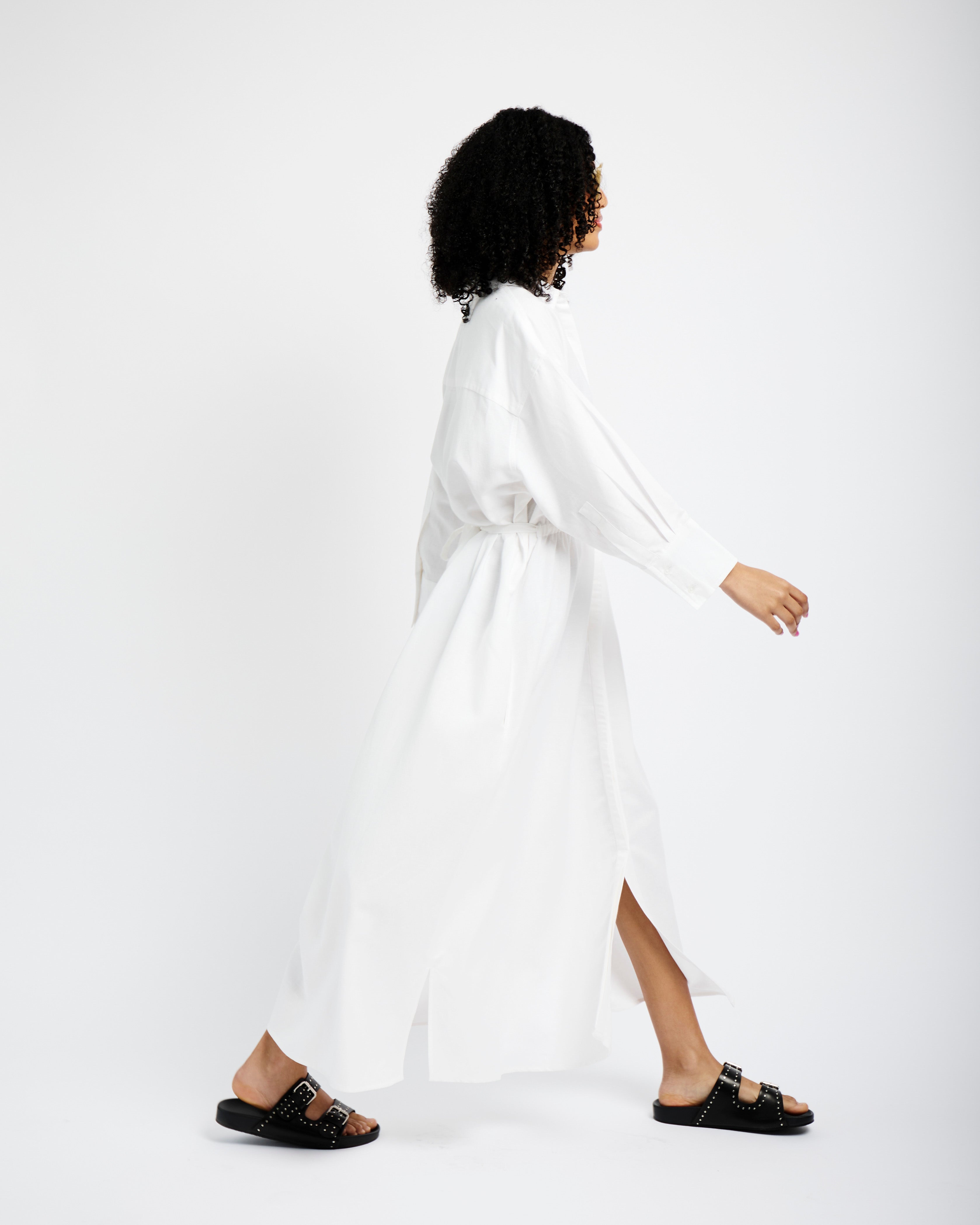 Tunnel Tie Linen Dress