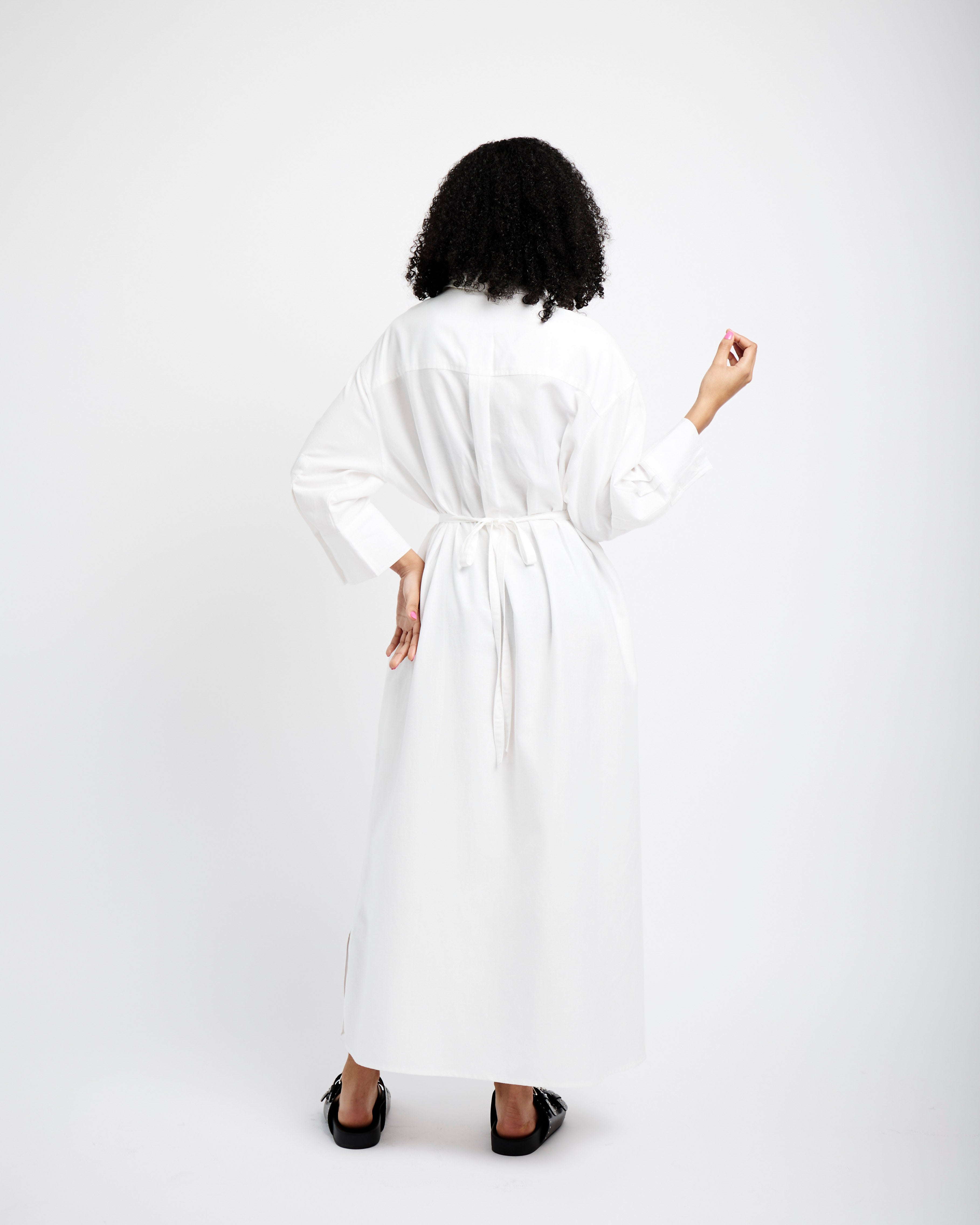 Tunnel Tie Linen Dress