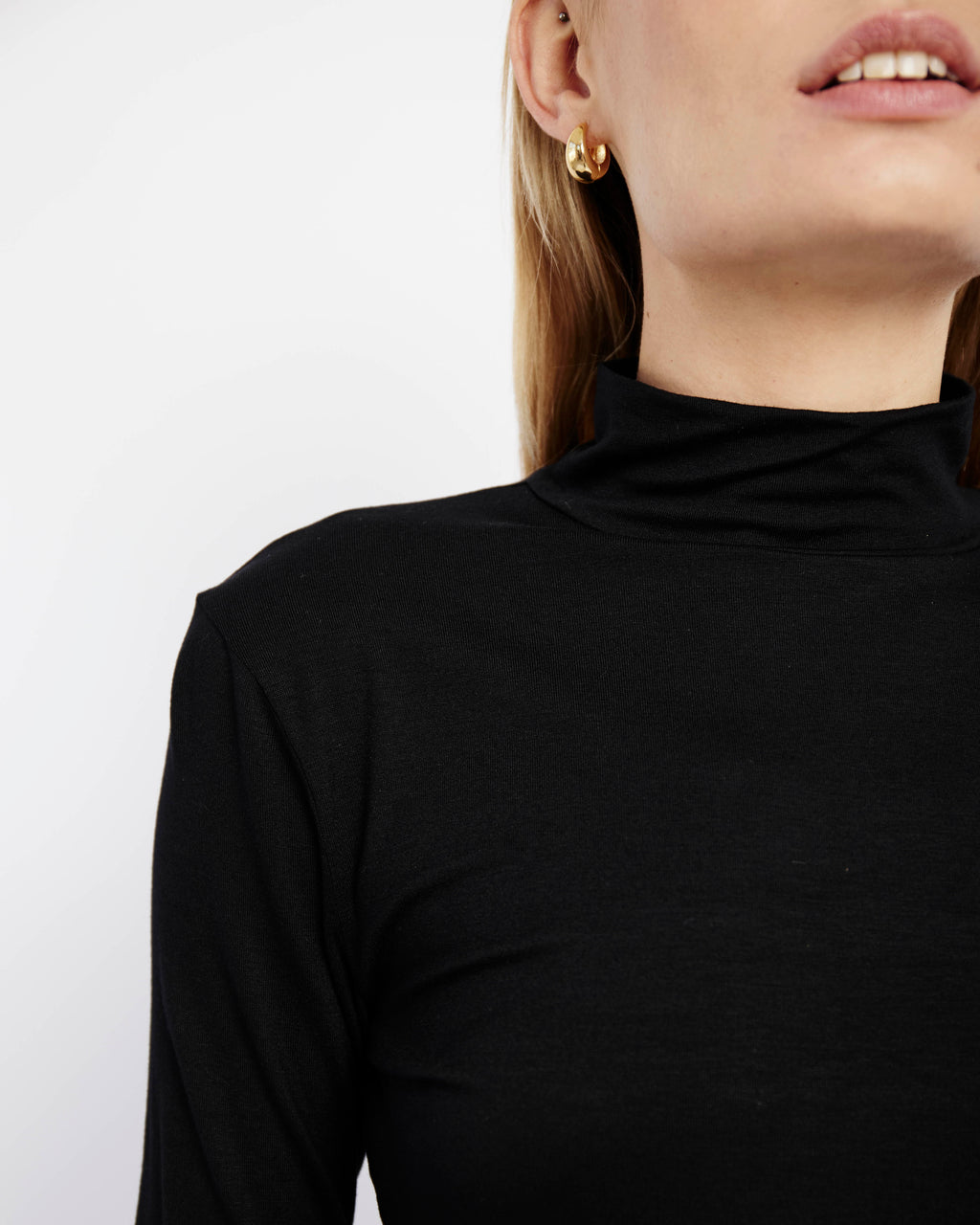 Classic Black Turtleneck Long Sleeve Top