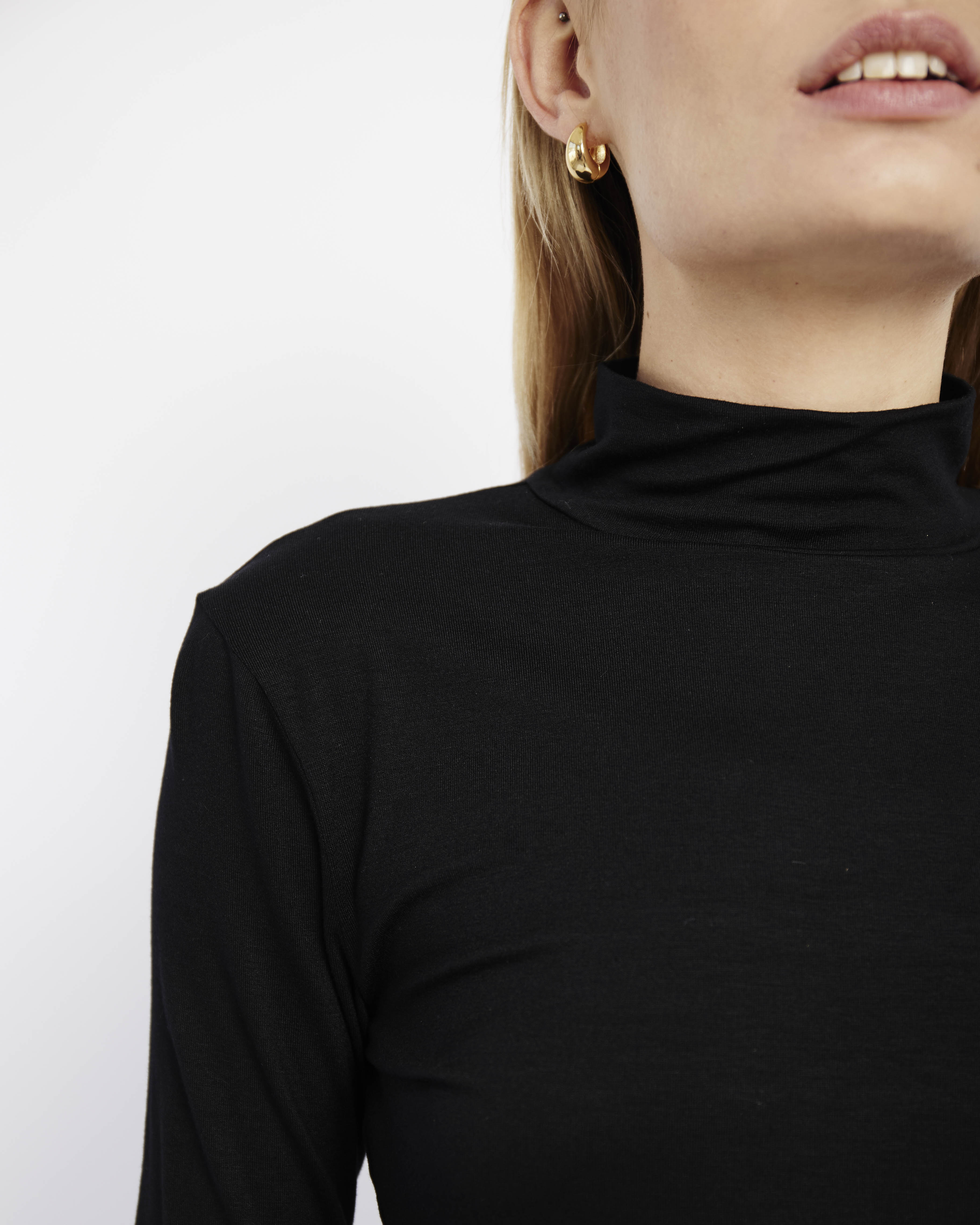 Classic Black Turtleneck Long Sleeve Top