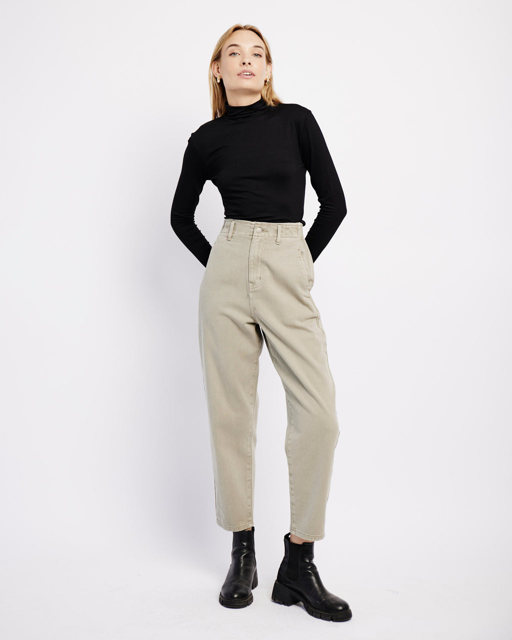 Classic Black Turtleneck Long Sleeve Top