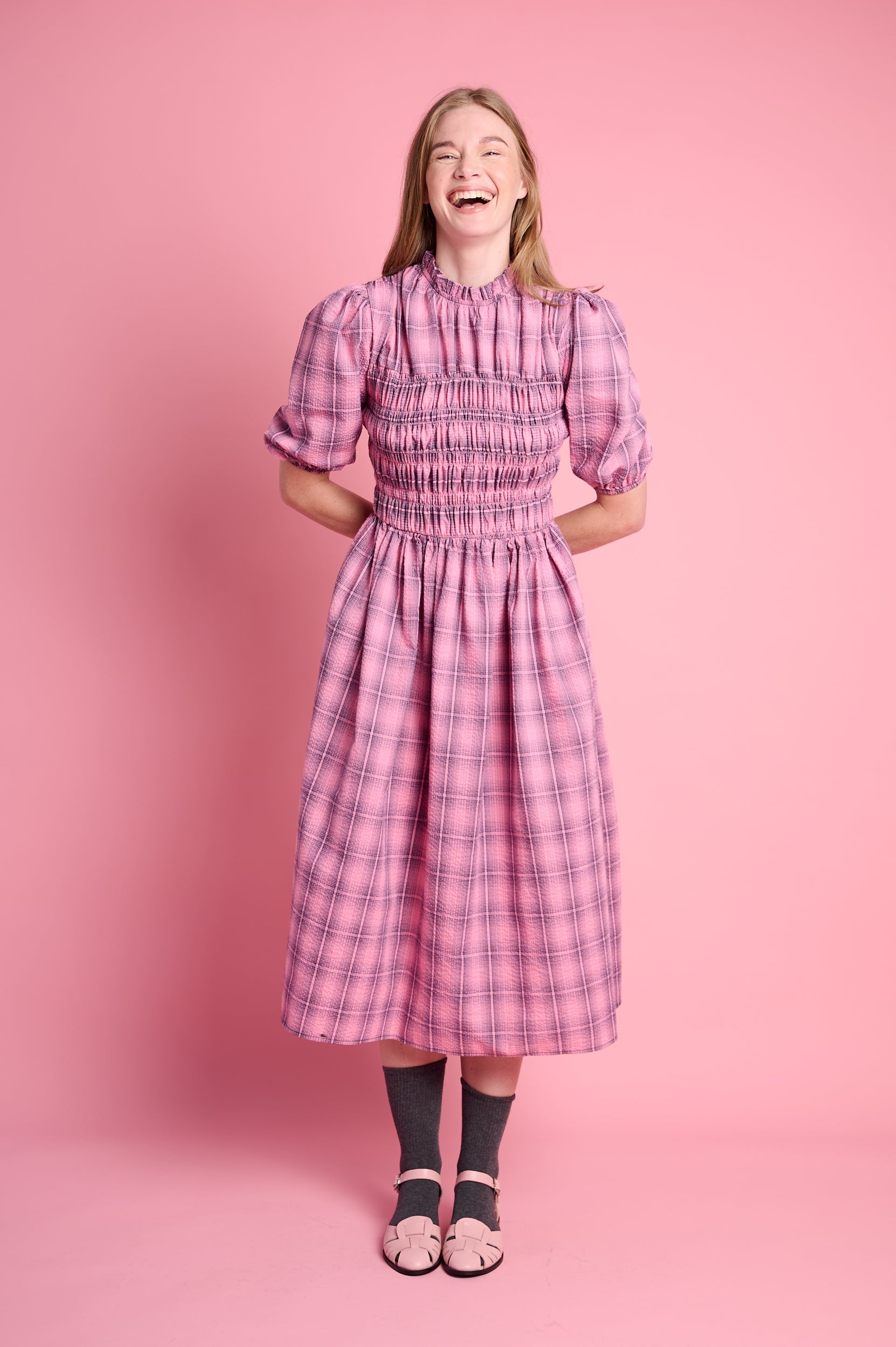 Playful Empire Check Dress
