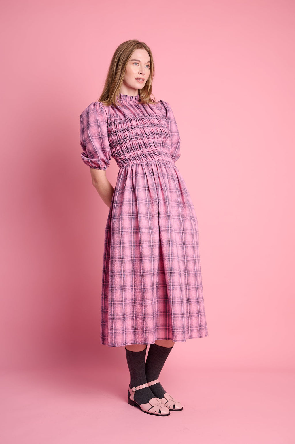 Playful Empire Check Dress