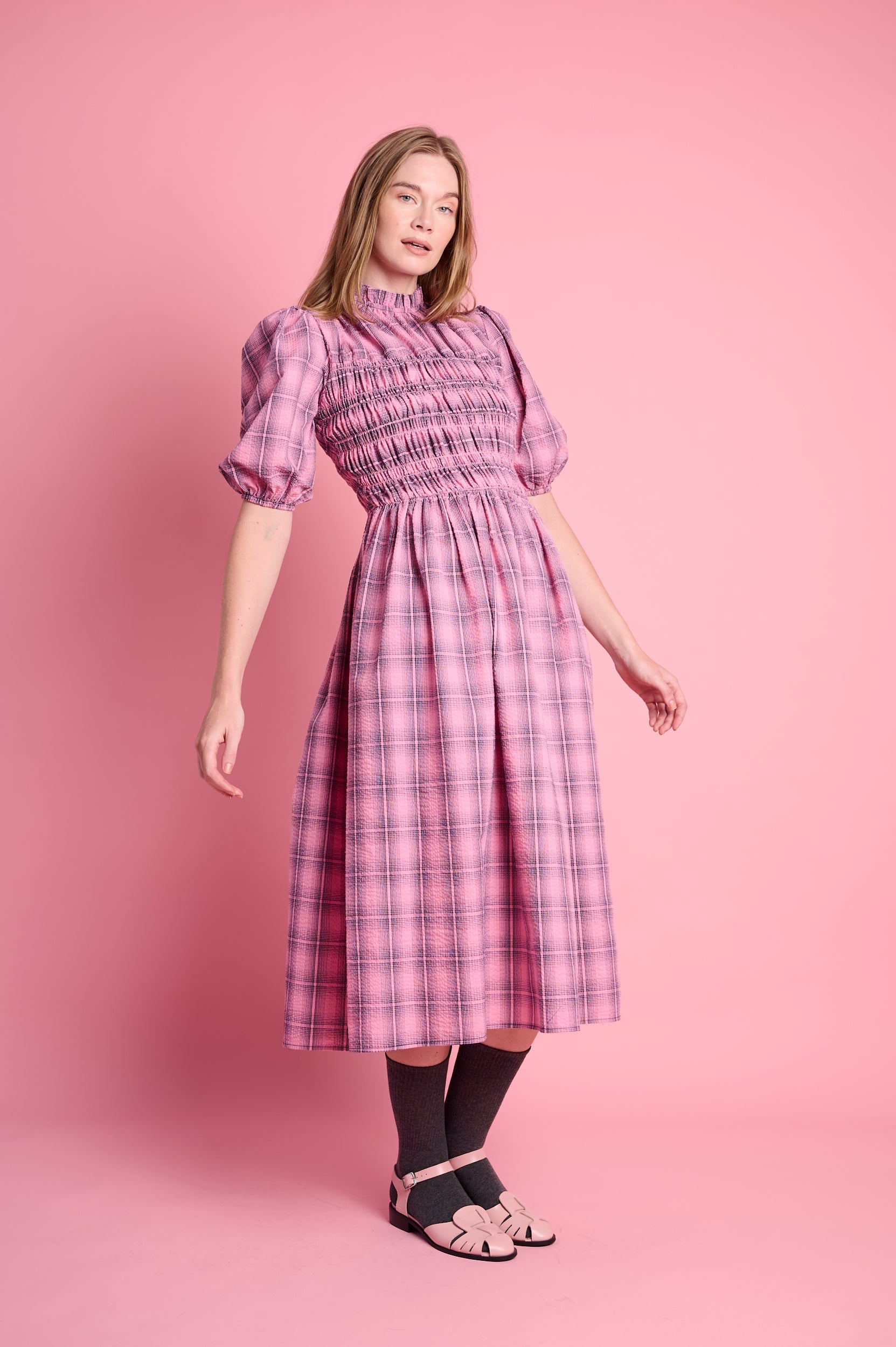 Playful Empire Check Dress