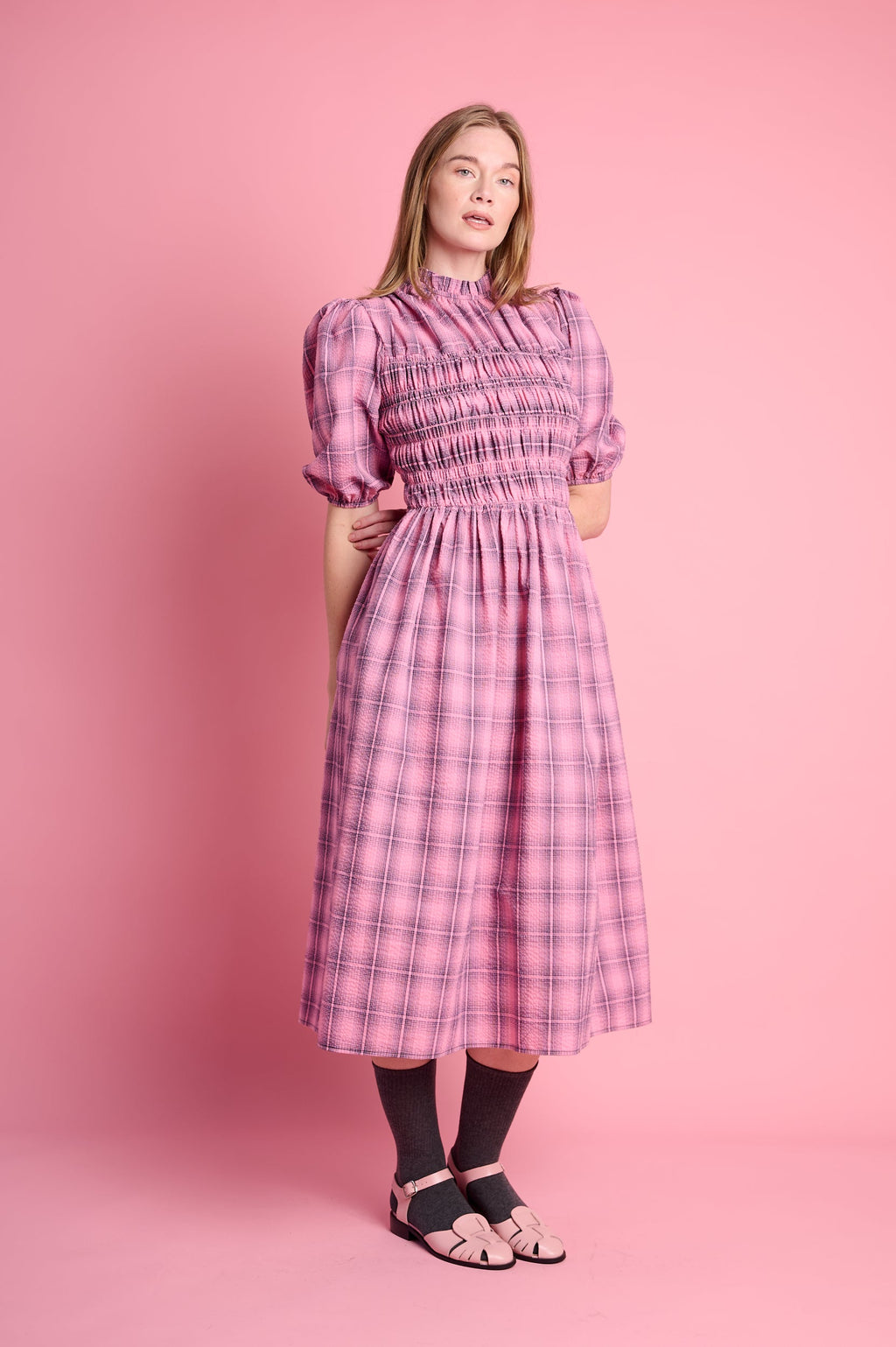 Playful Empire Check Dress