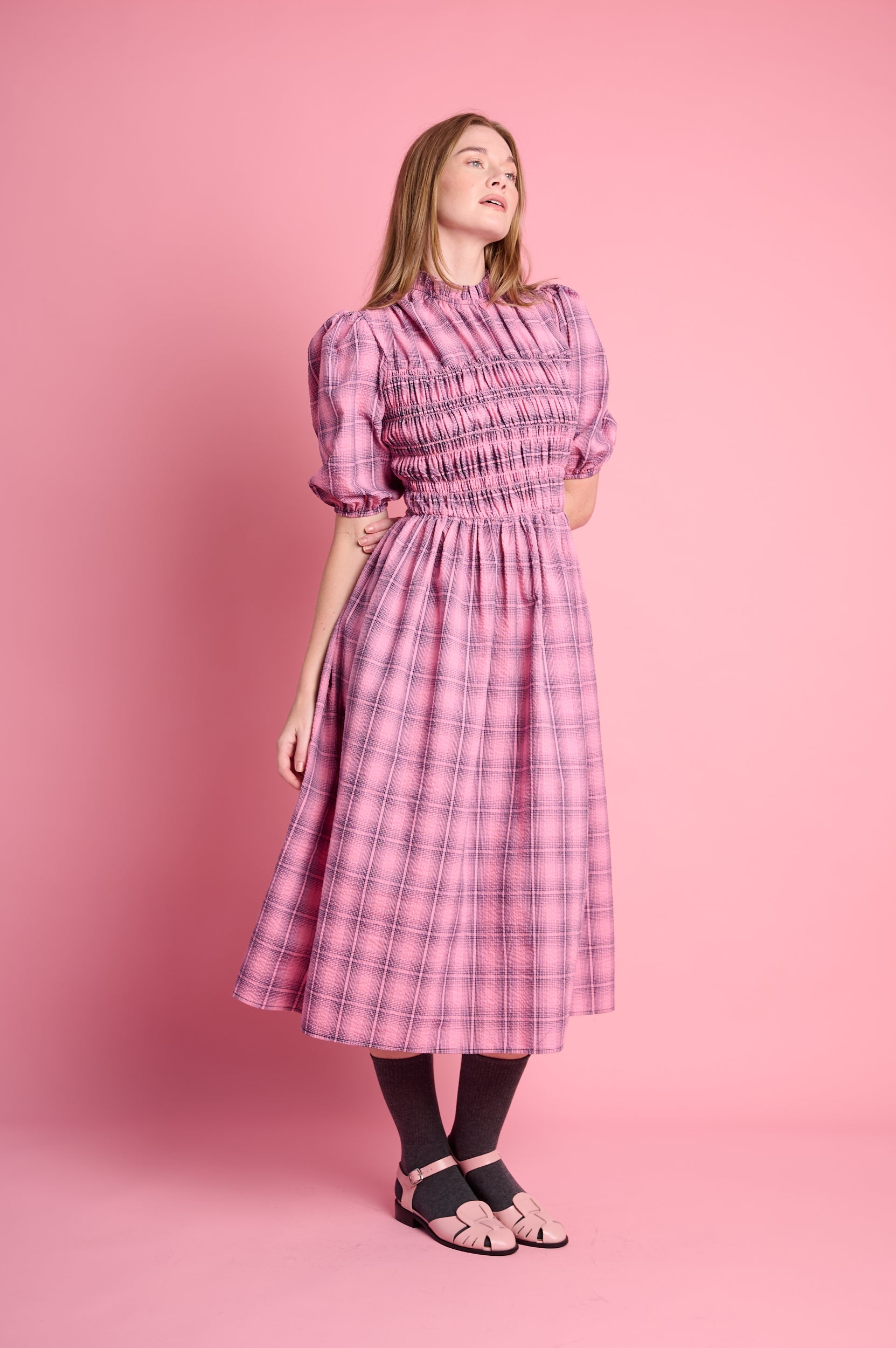 Playful Empire Check Dress