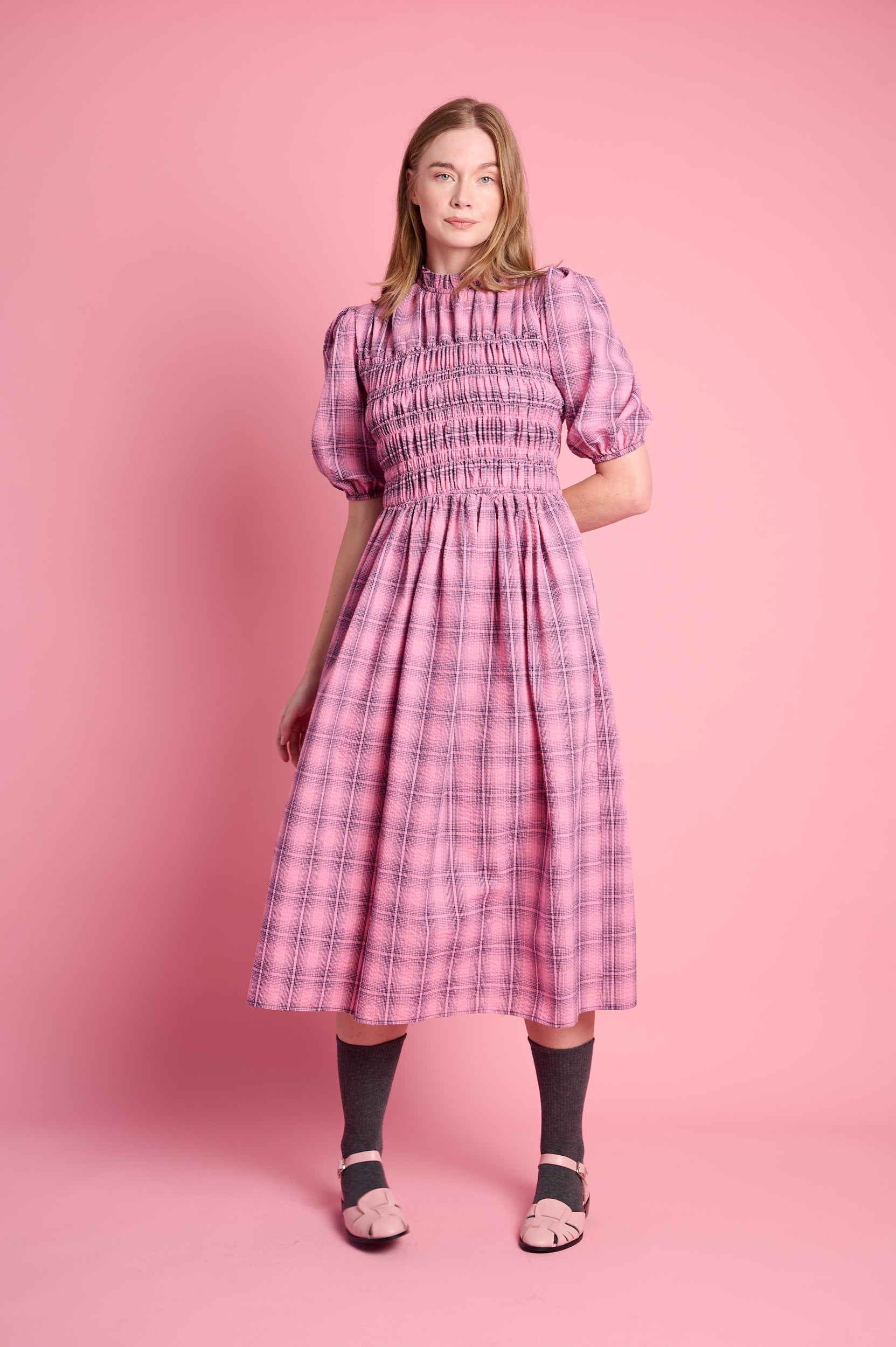 Playful Empire Check Dress