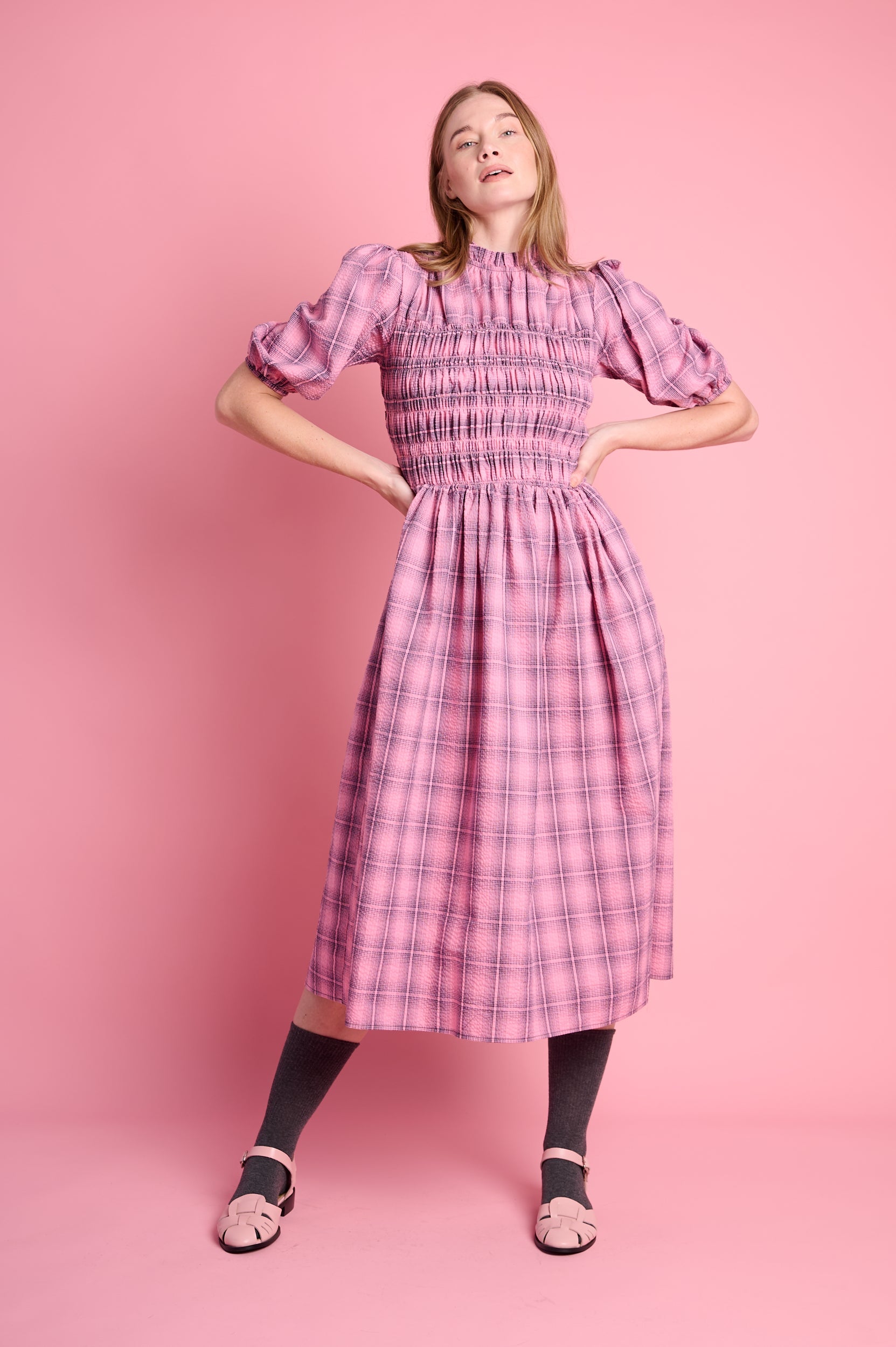 Playful Empire Check Dress
