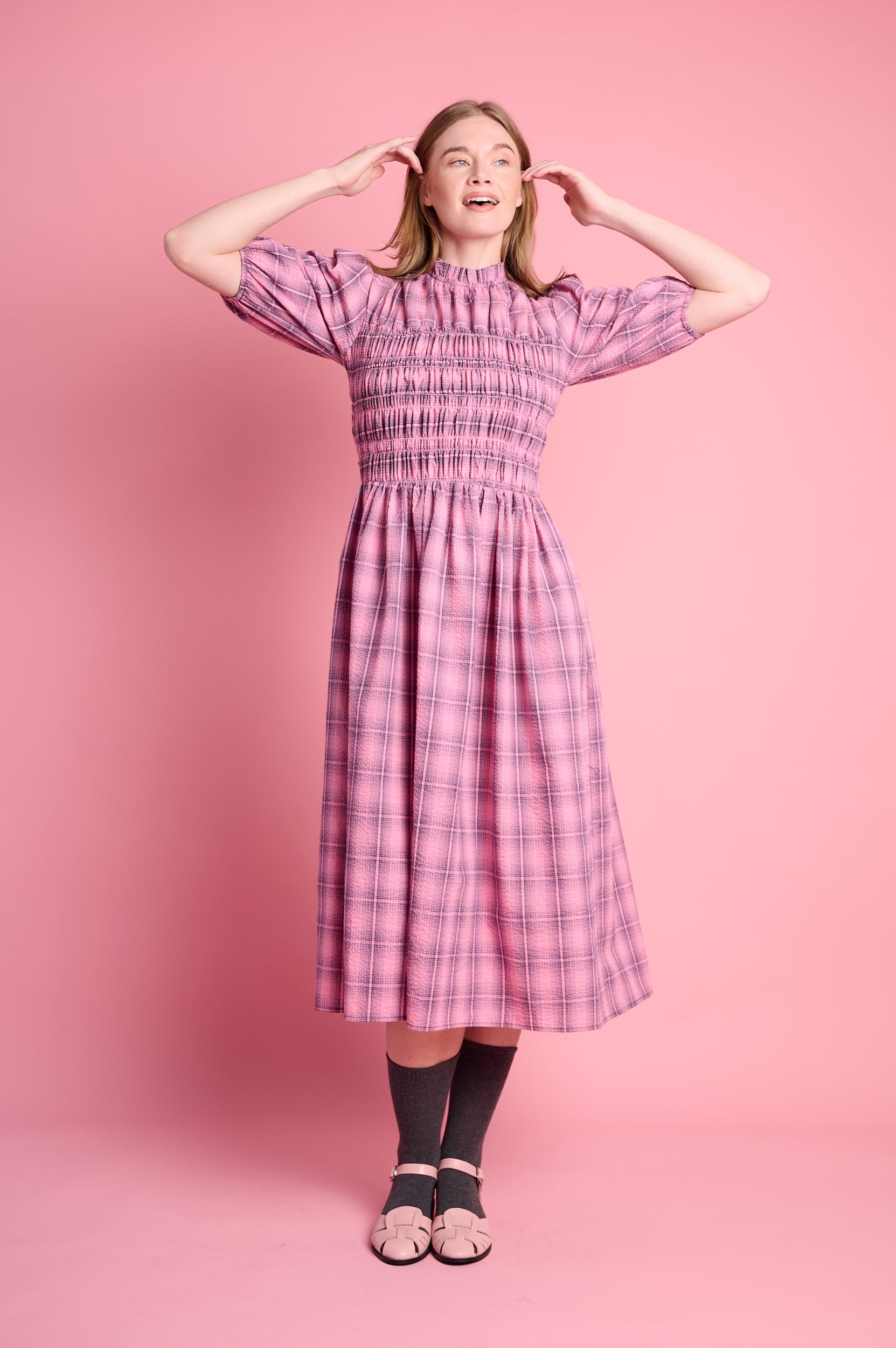 Playful Empire Check Dress