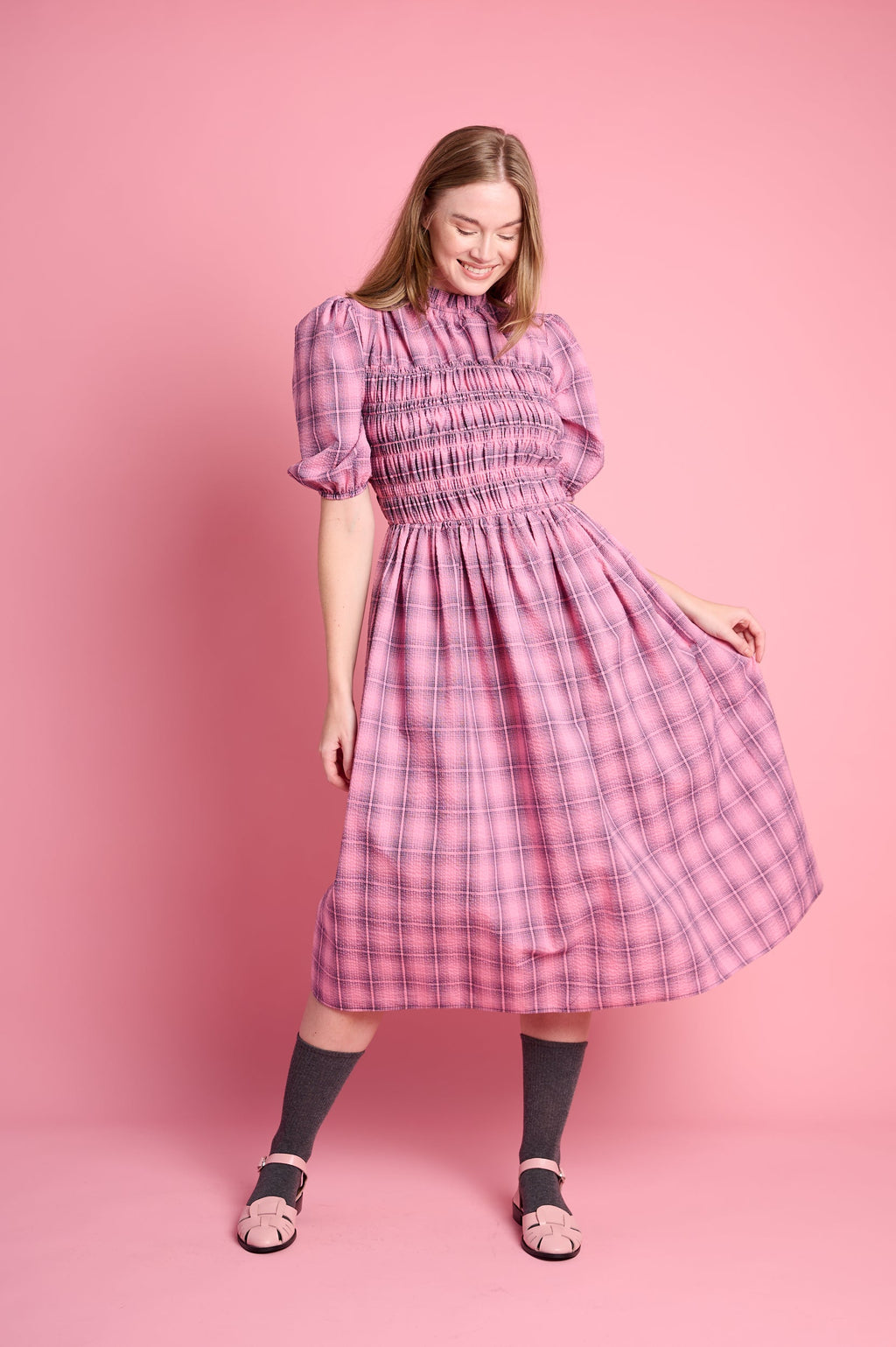 Playful Empire Check Dress