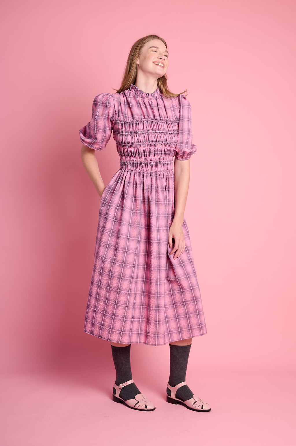 Playful Empire Check Dress