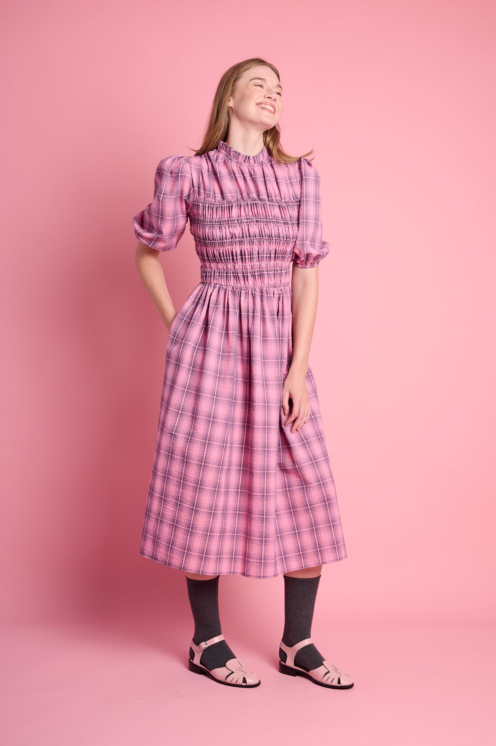 Playful Empire Check Dress