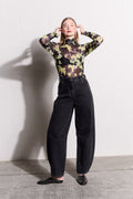 Lime Acid Polo-Neck Mesh Top