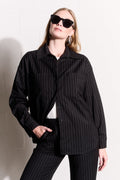 Right-Angle Romance Pinstripe Suiting