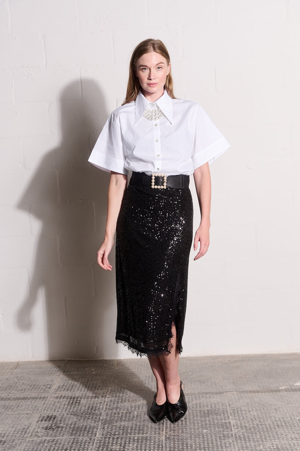 Lace Sequins Glam Skirt