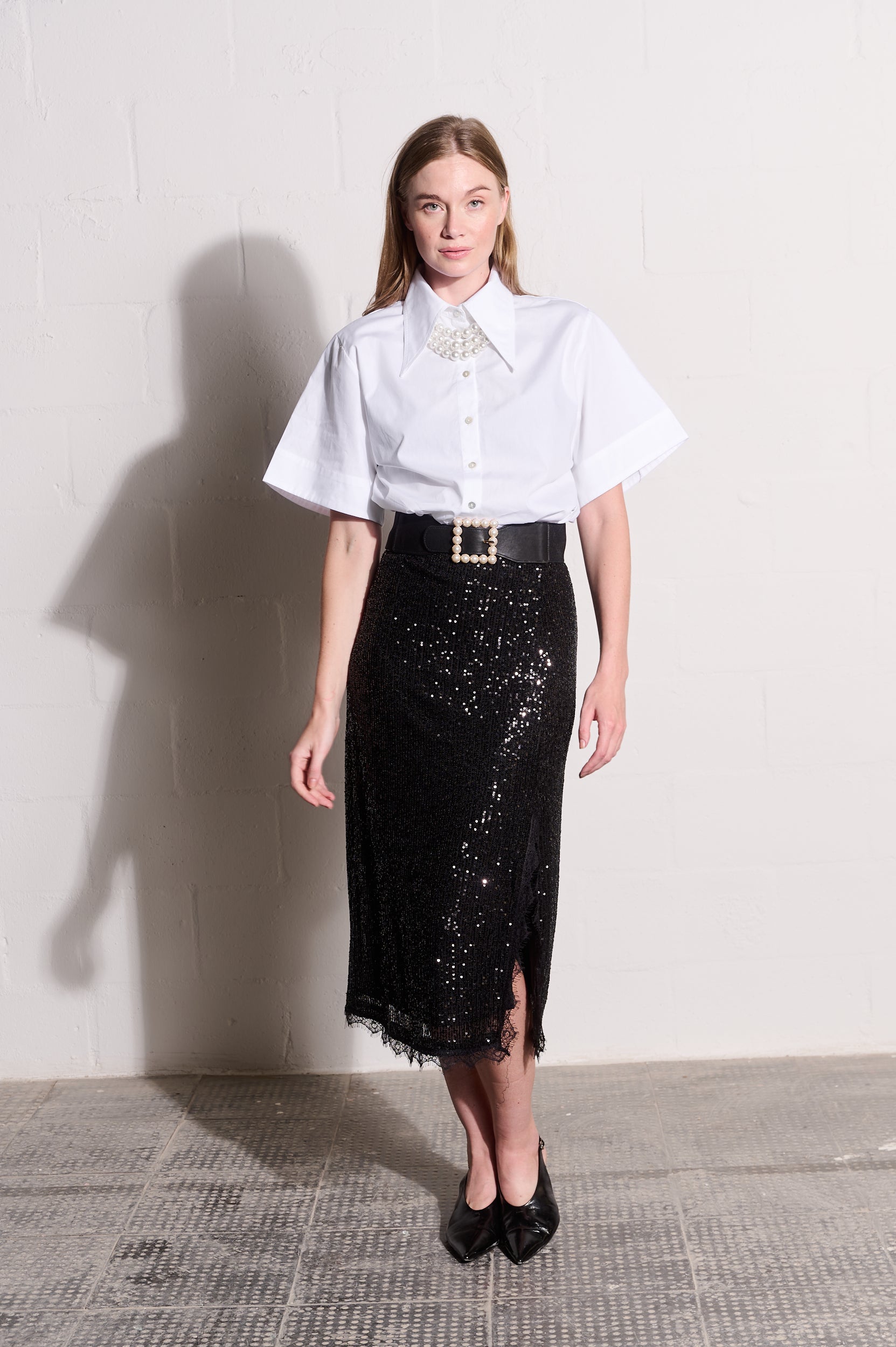 Lace Sequins Glam Skirt