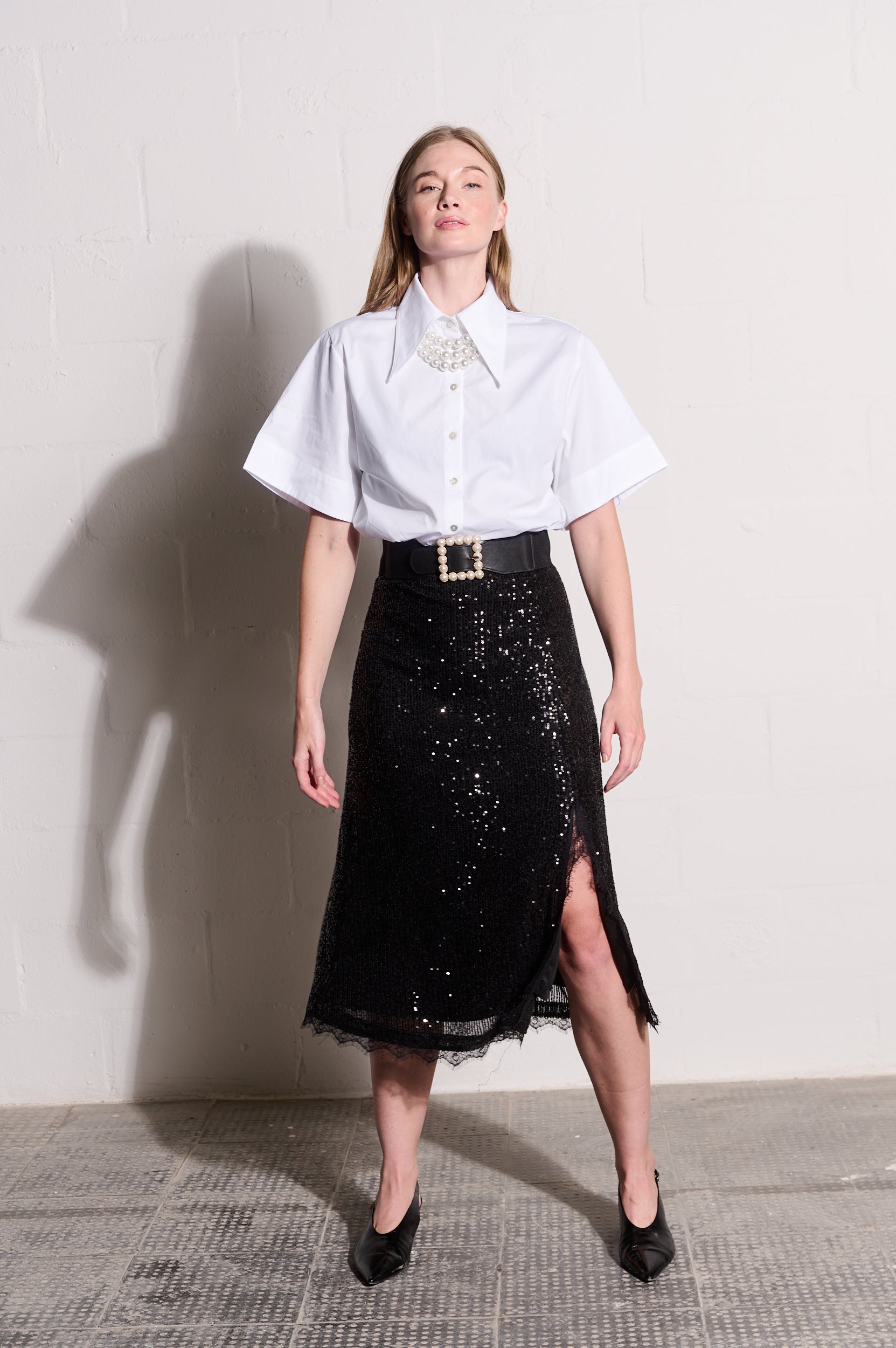 Lace Sequins Glam Skirt