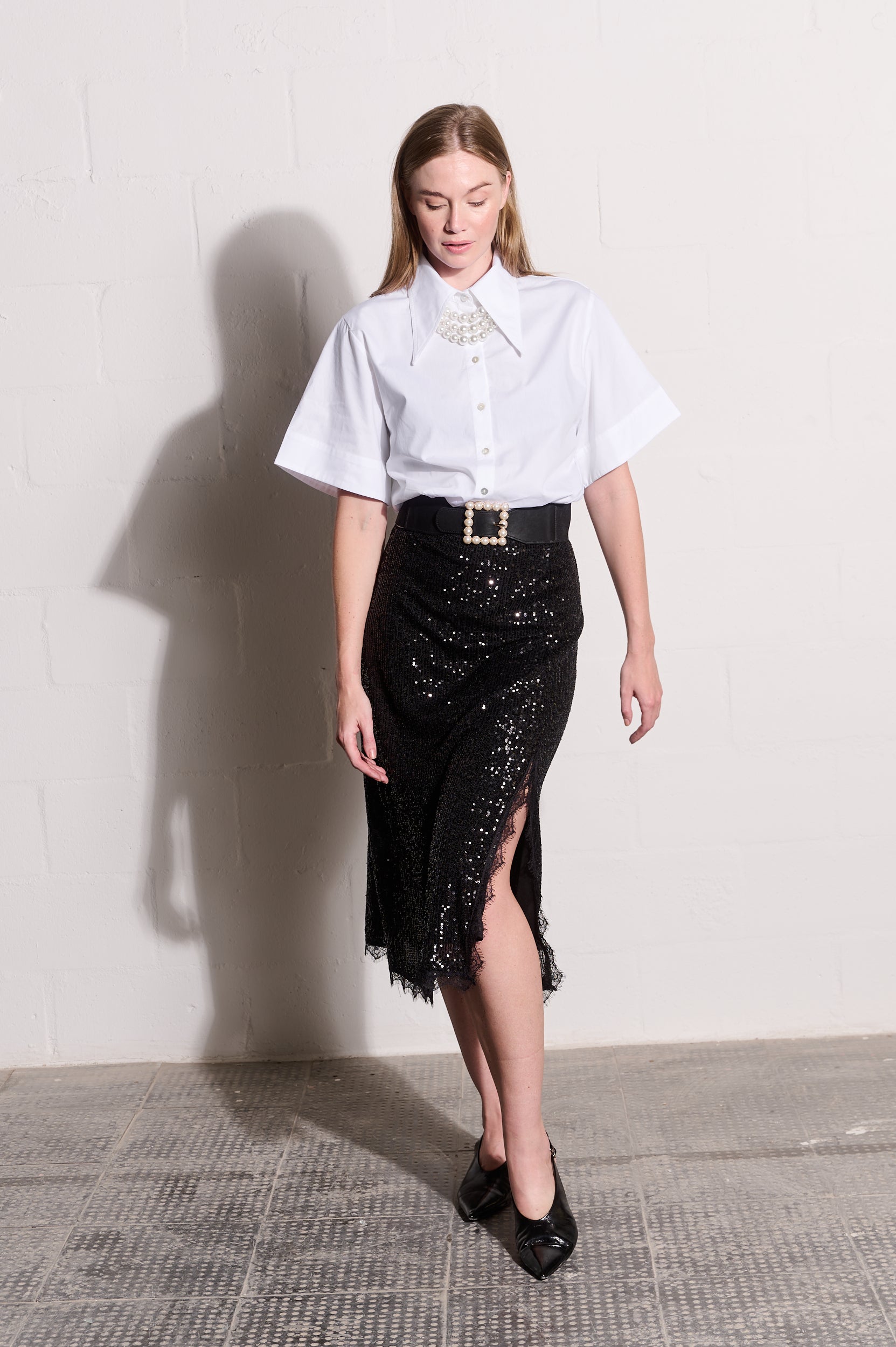 Lace Sequins Glam Skirt