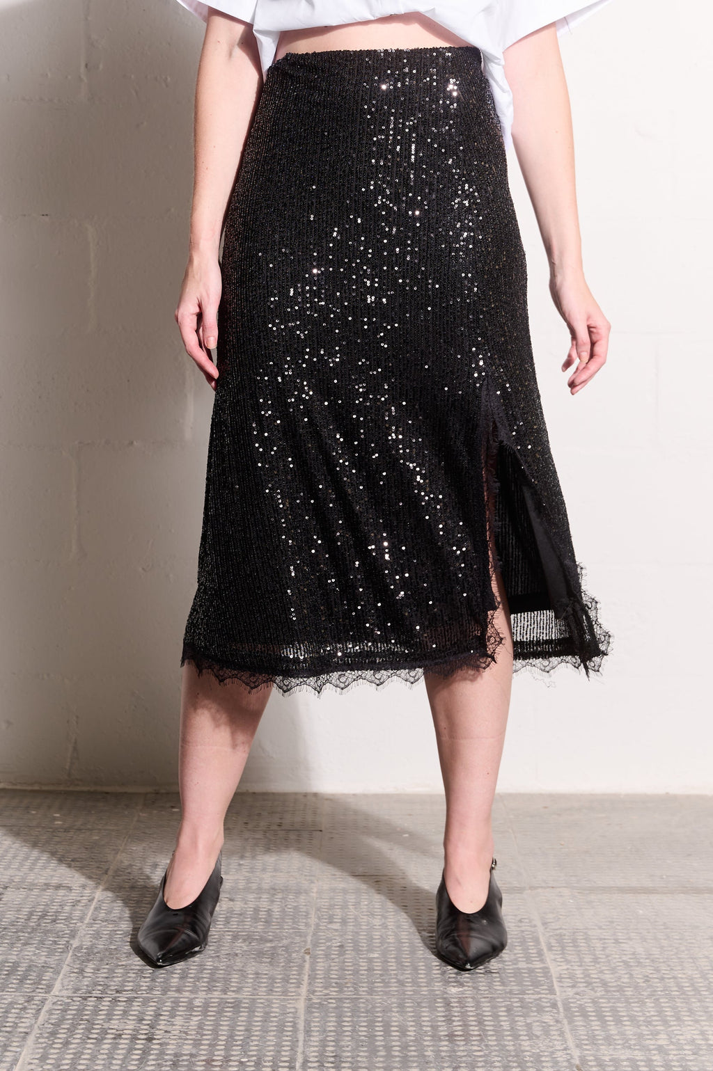 Lace Sequins Glam Skirt