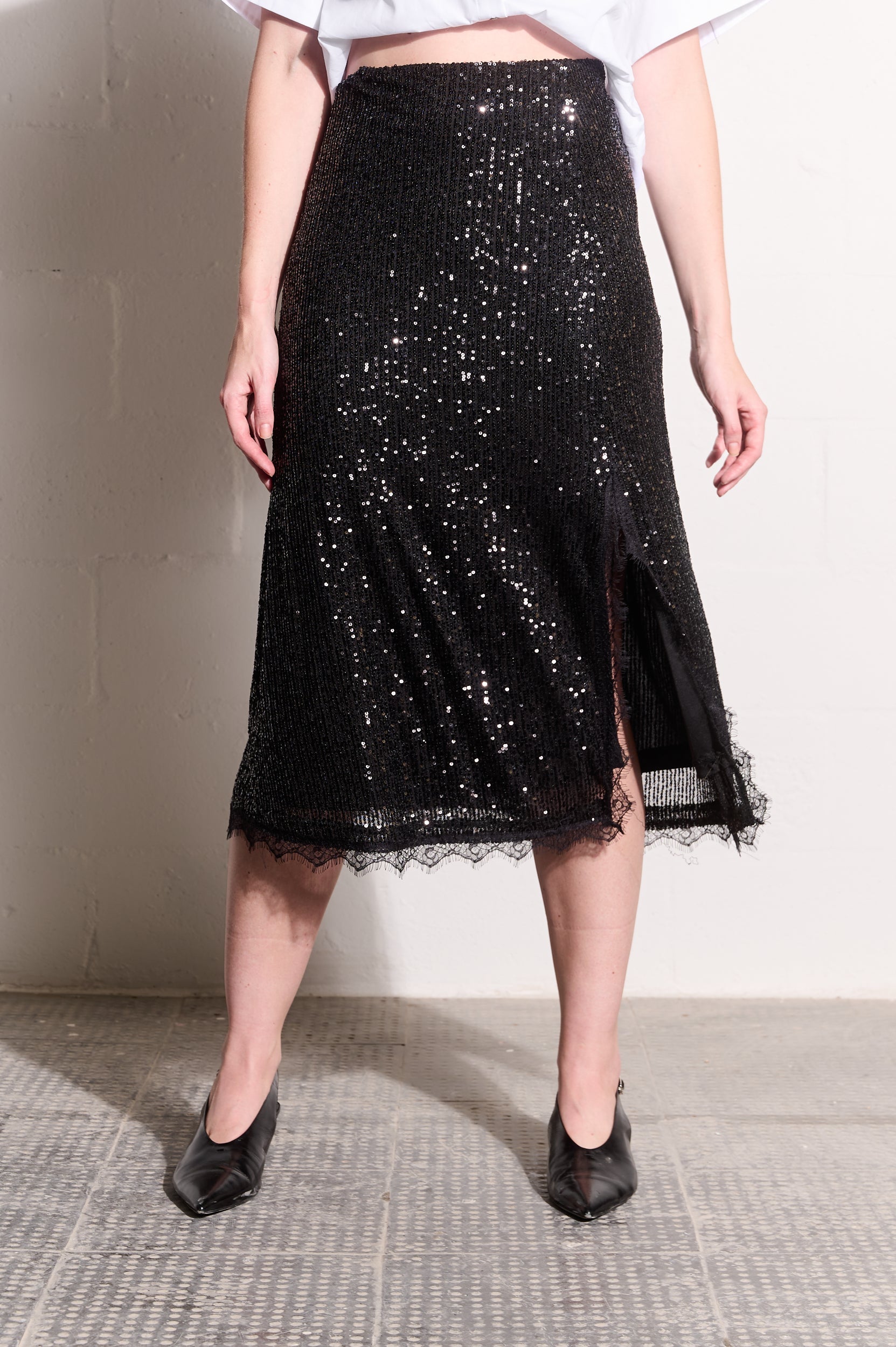 Lace Sequins Glam Skirt