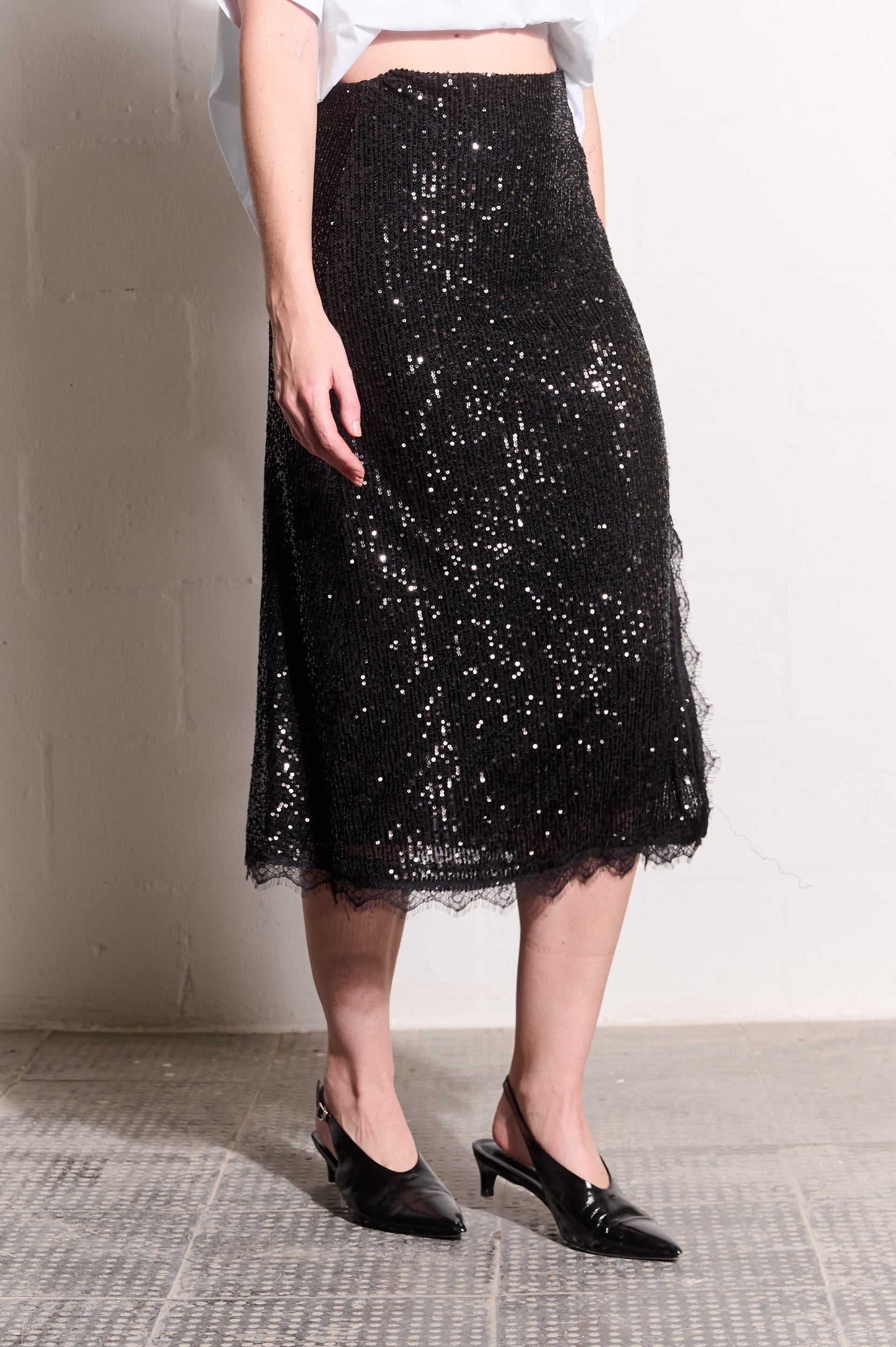 Lace Sequins Glam Skirt