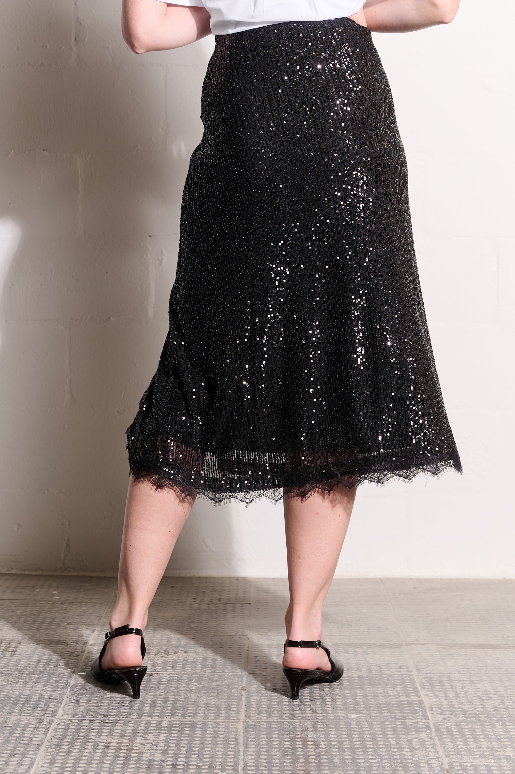 Lace Sequins Glam Skirt