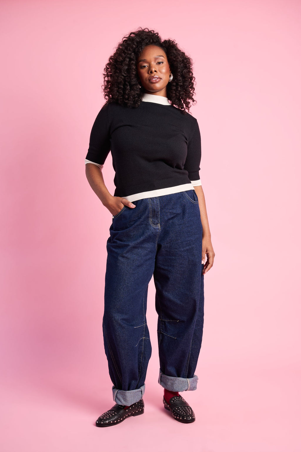 Contrast-Rib Everyday Top