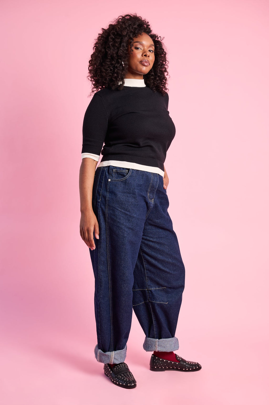 Contrast-Rib Everyday Top