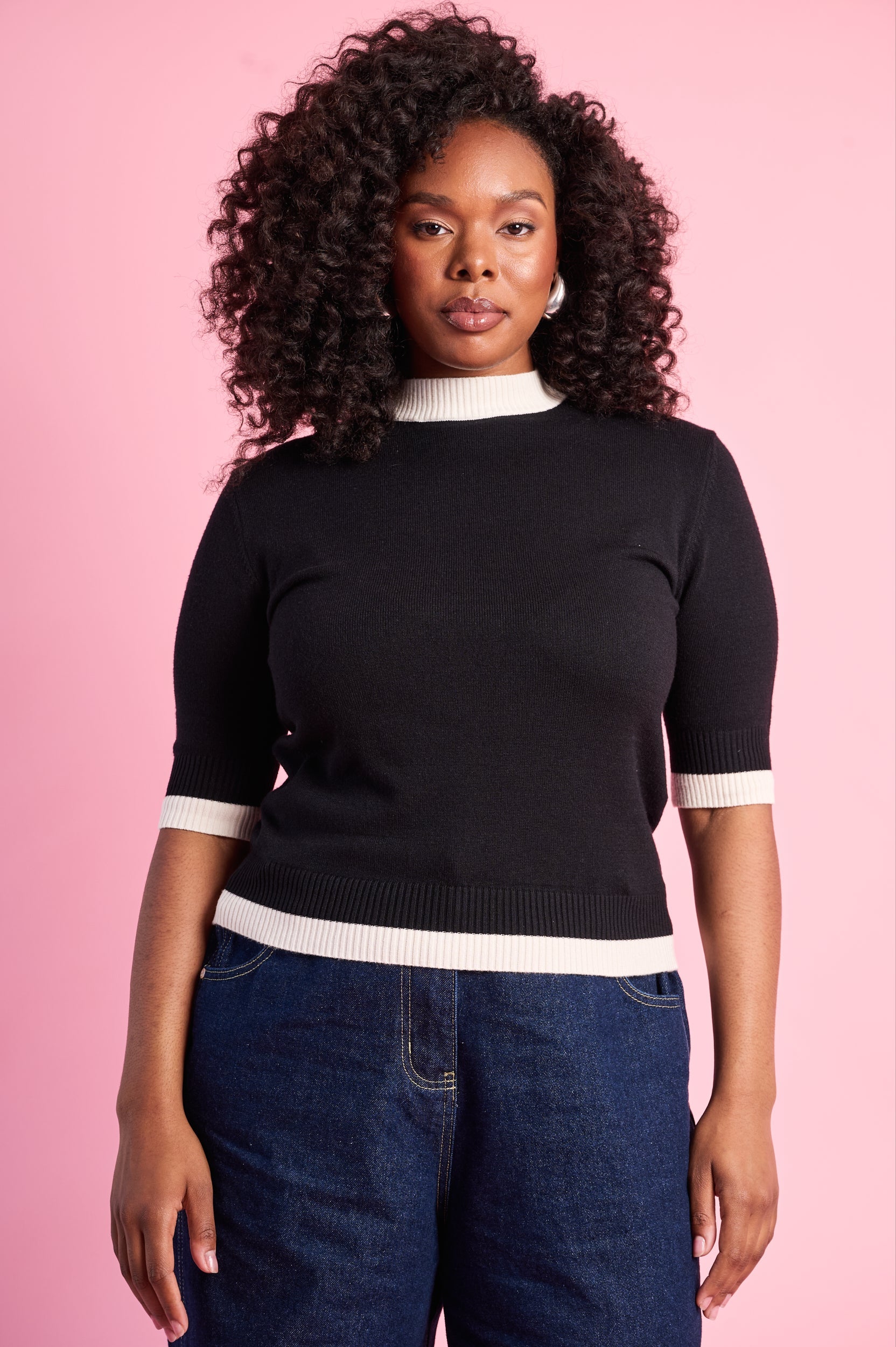 Contrast-Rib Everyday Top