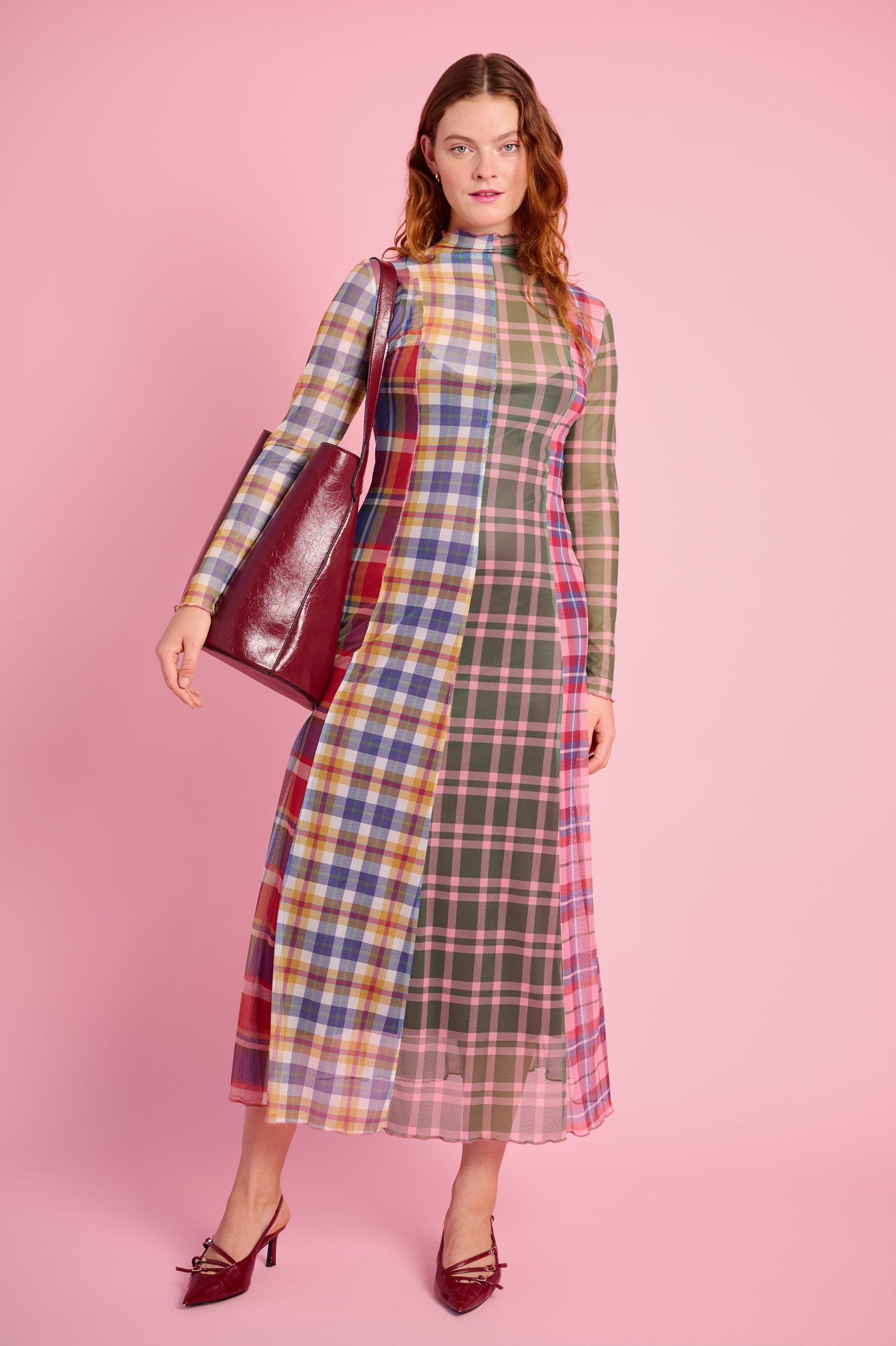 Cozy Check Wrap Dress