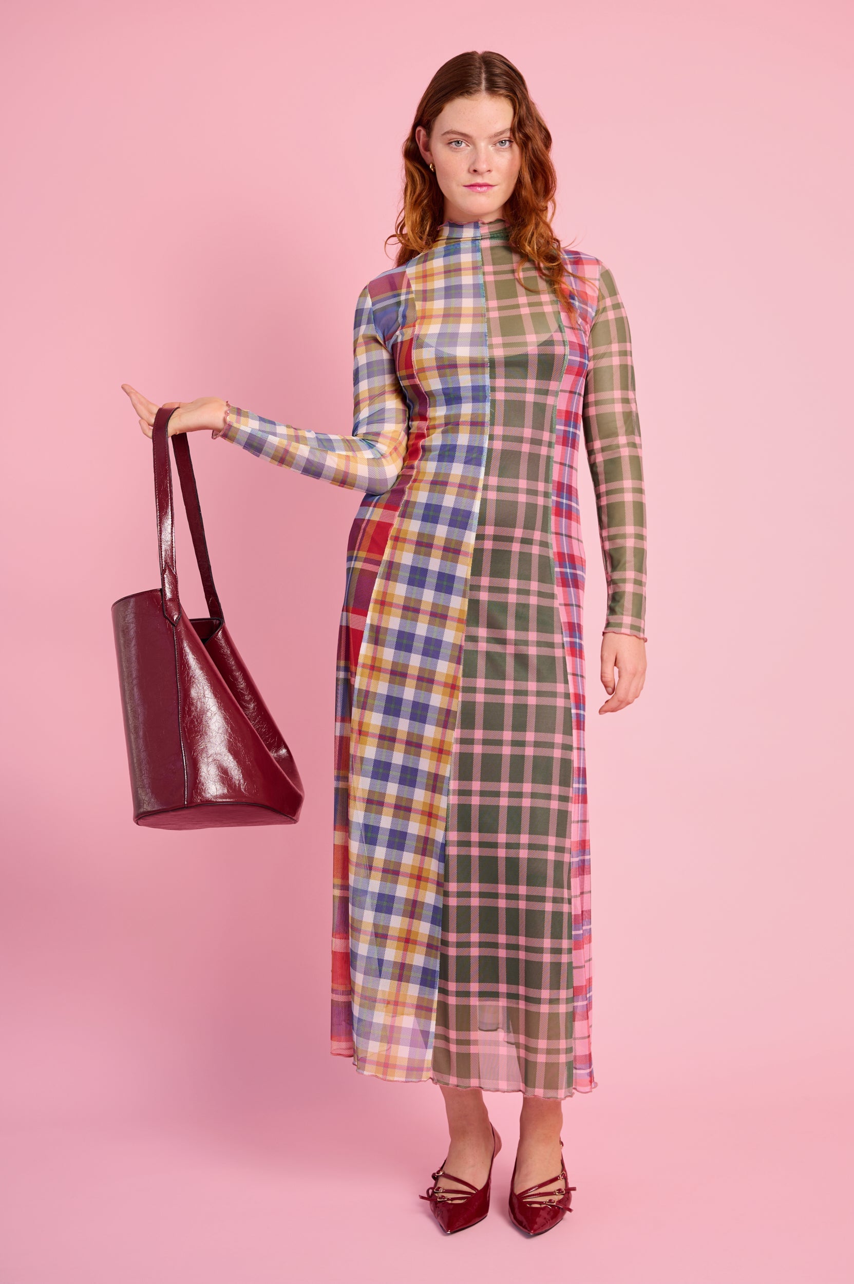 Cozy Check Wrap Dress