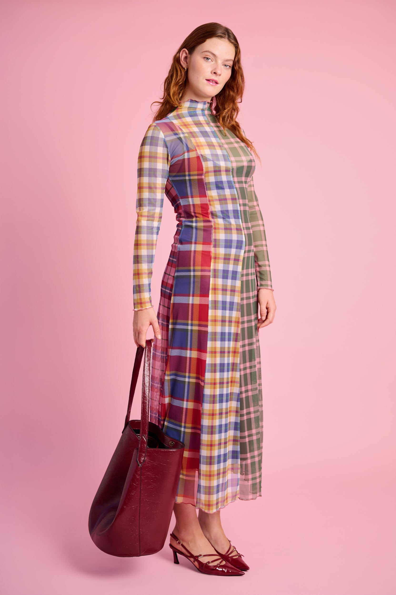 Cozy Check Wrap Dress