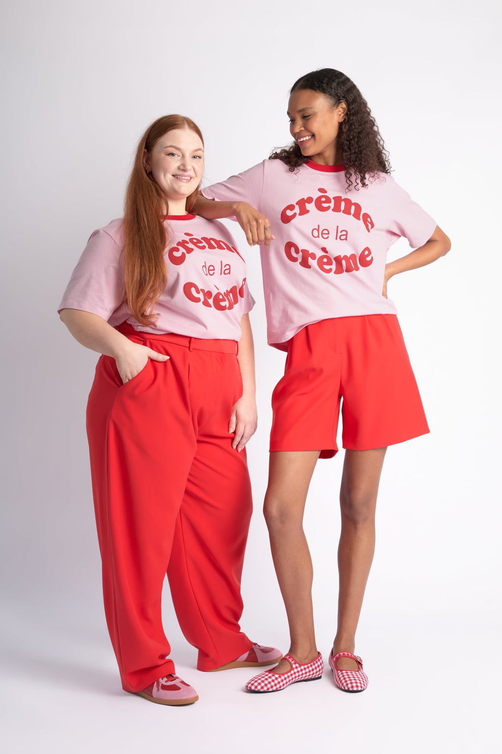 Red-Pink Contrast Casual Top