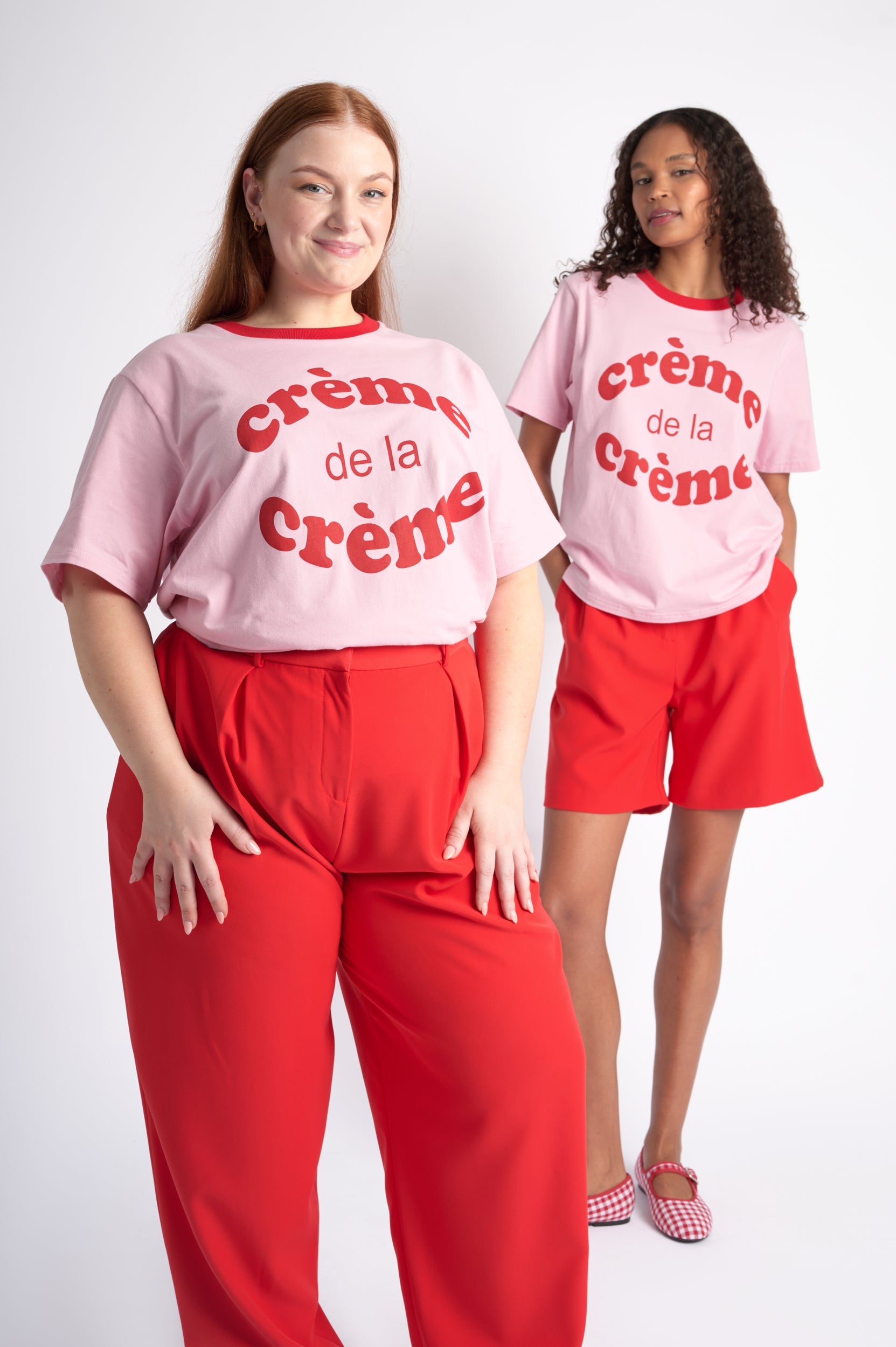 Red-Pink Contrast Casual Top
