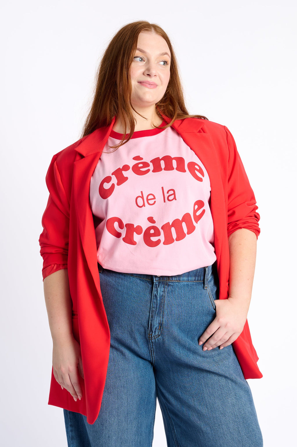 Red-Pink Contrast Casual Top
